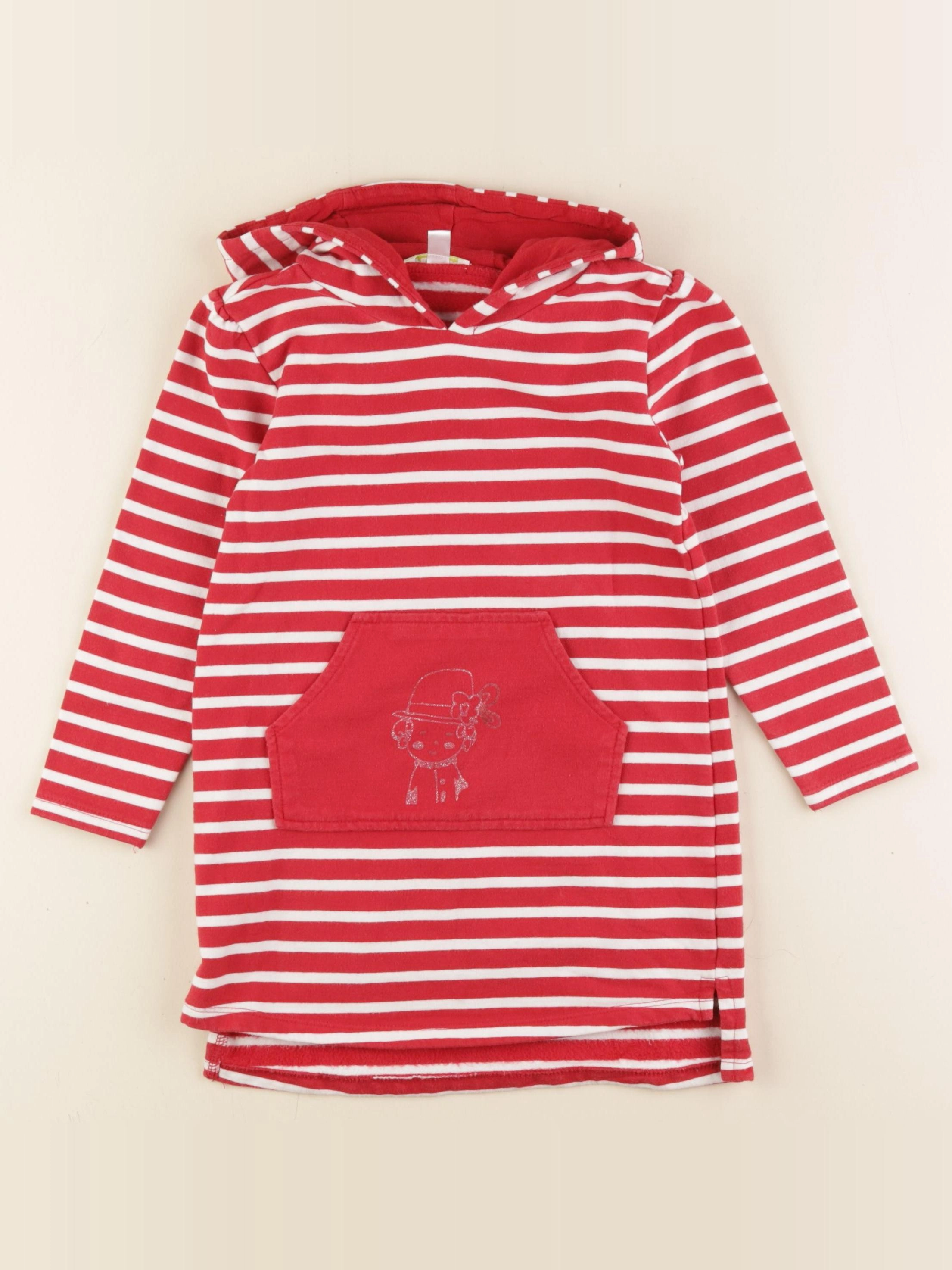 Vertbaudet - robe rouge, blanc - 4 ans