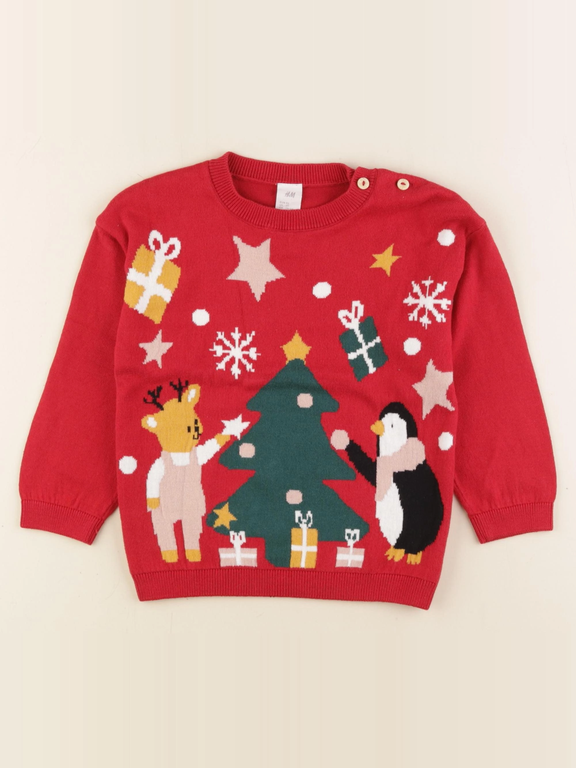 H&M - pull rouge - 18/24 mois