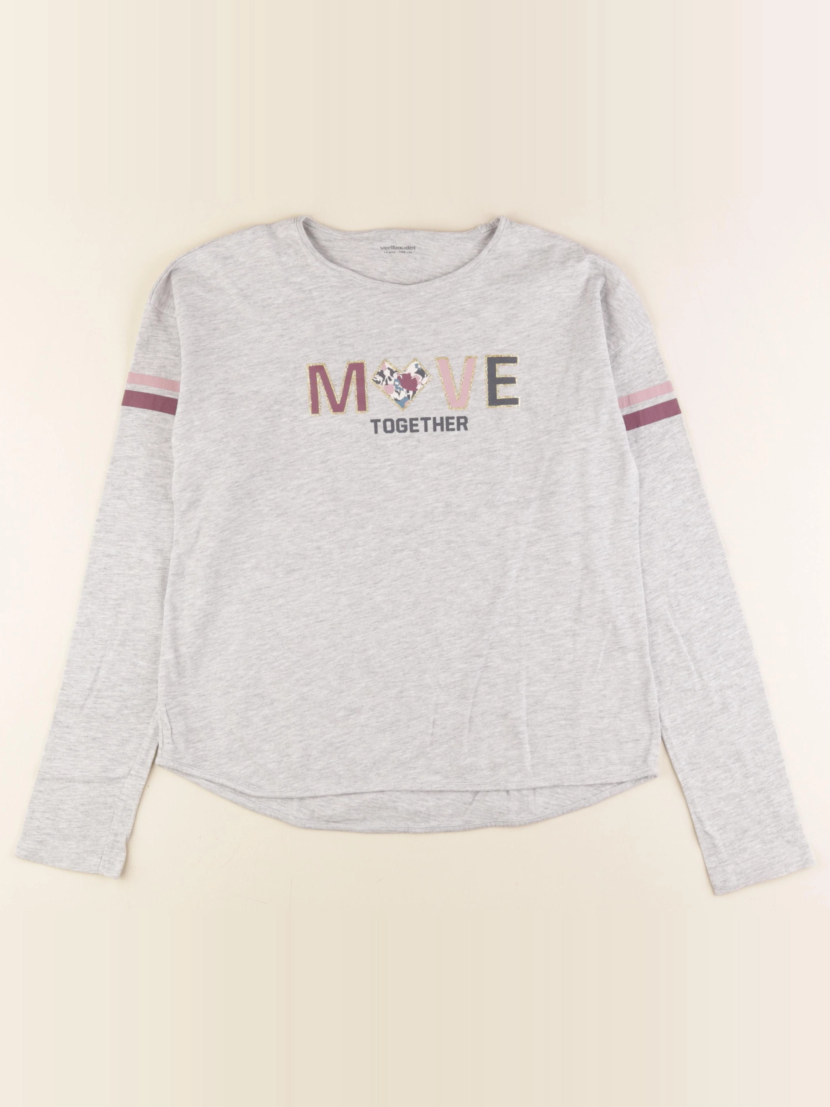 Vertbaudet - tee-shirt gris, or - 14 ans