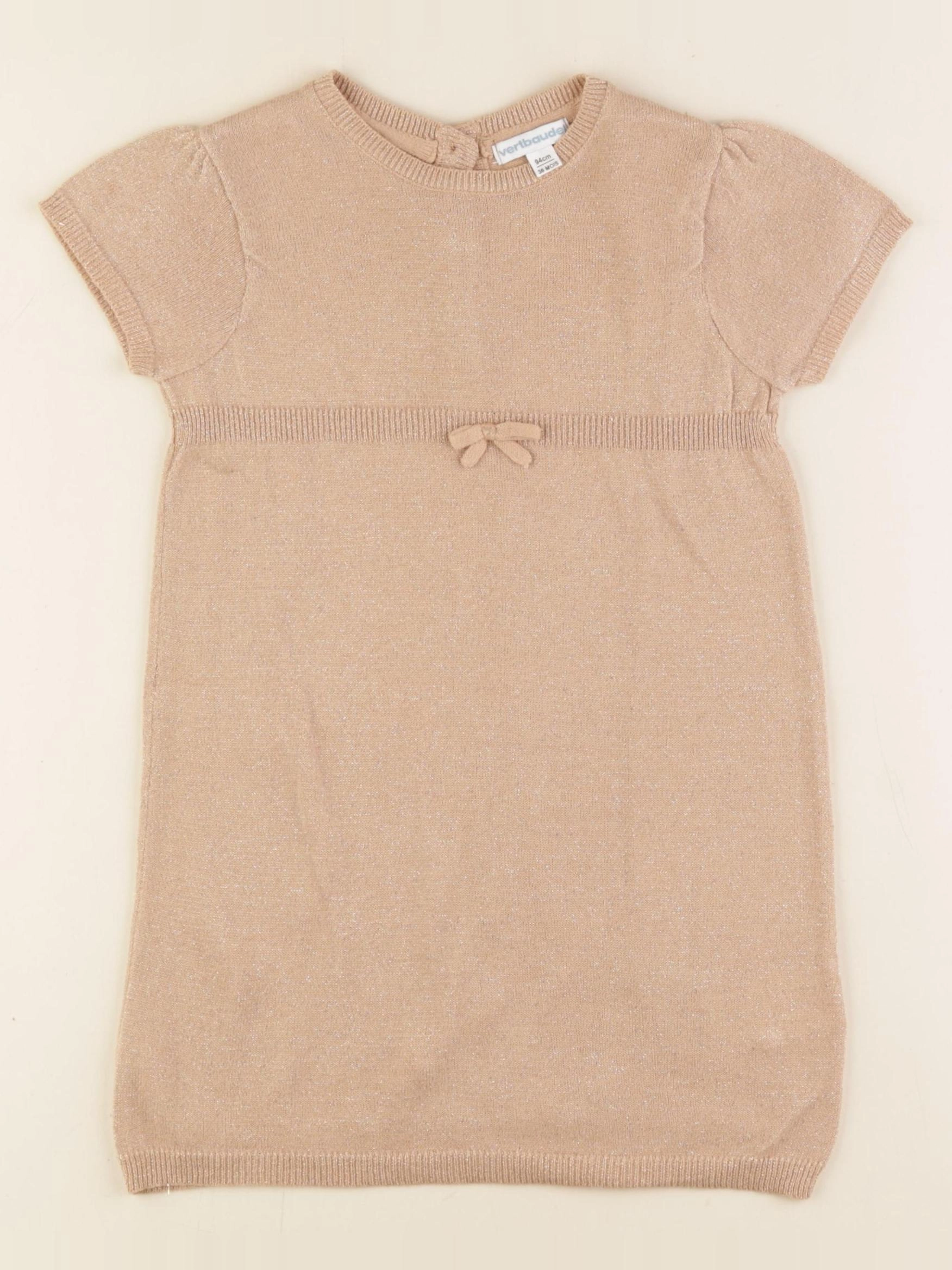 Vertbaudet - robe marron, or - 36 mois