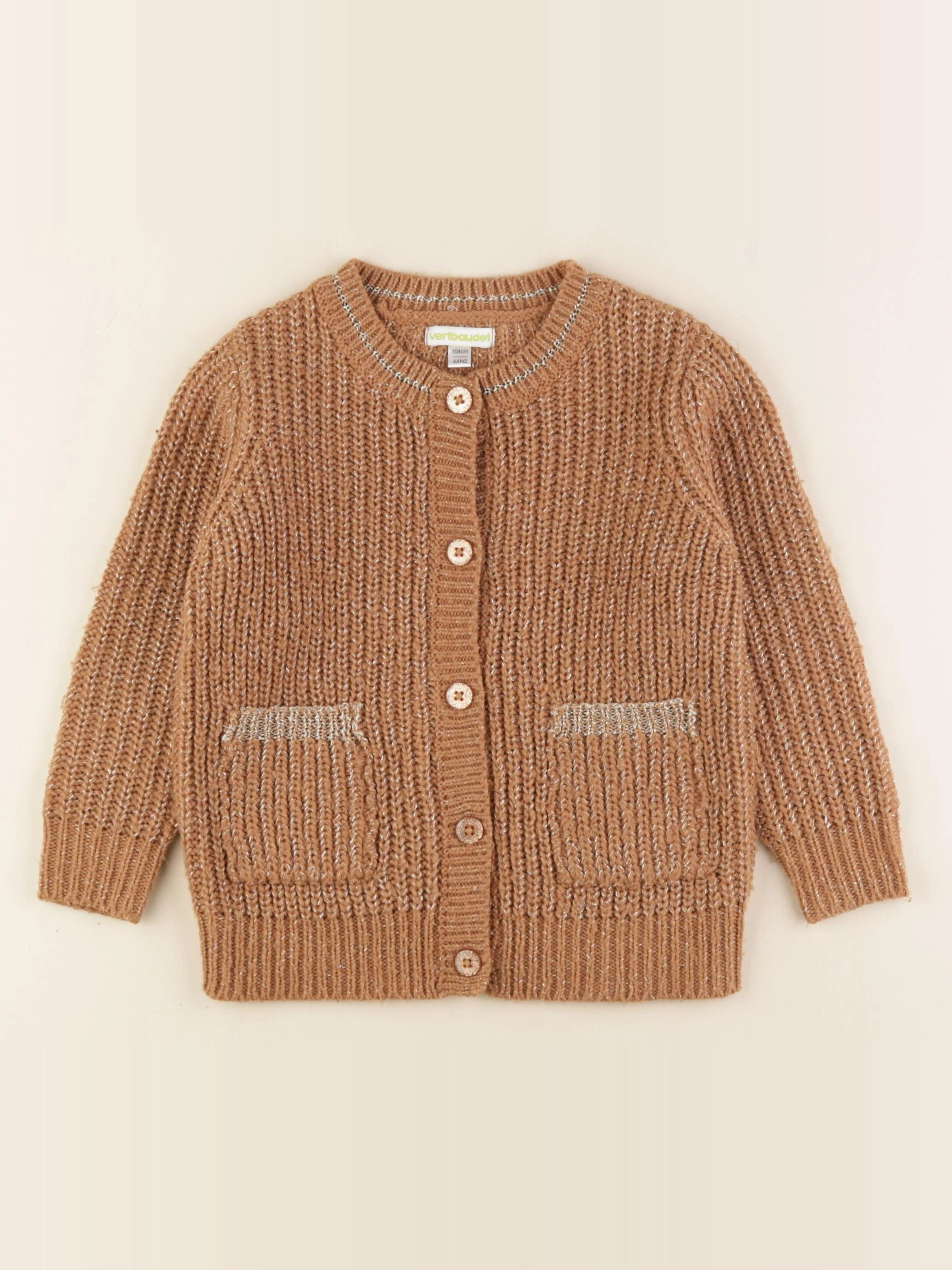 Vertbaudet - gilet marron, or - 4 ans