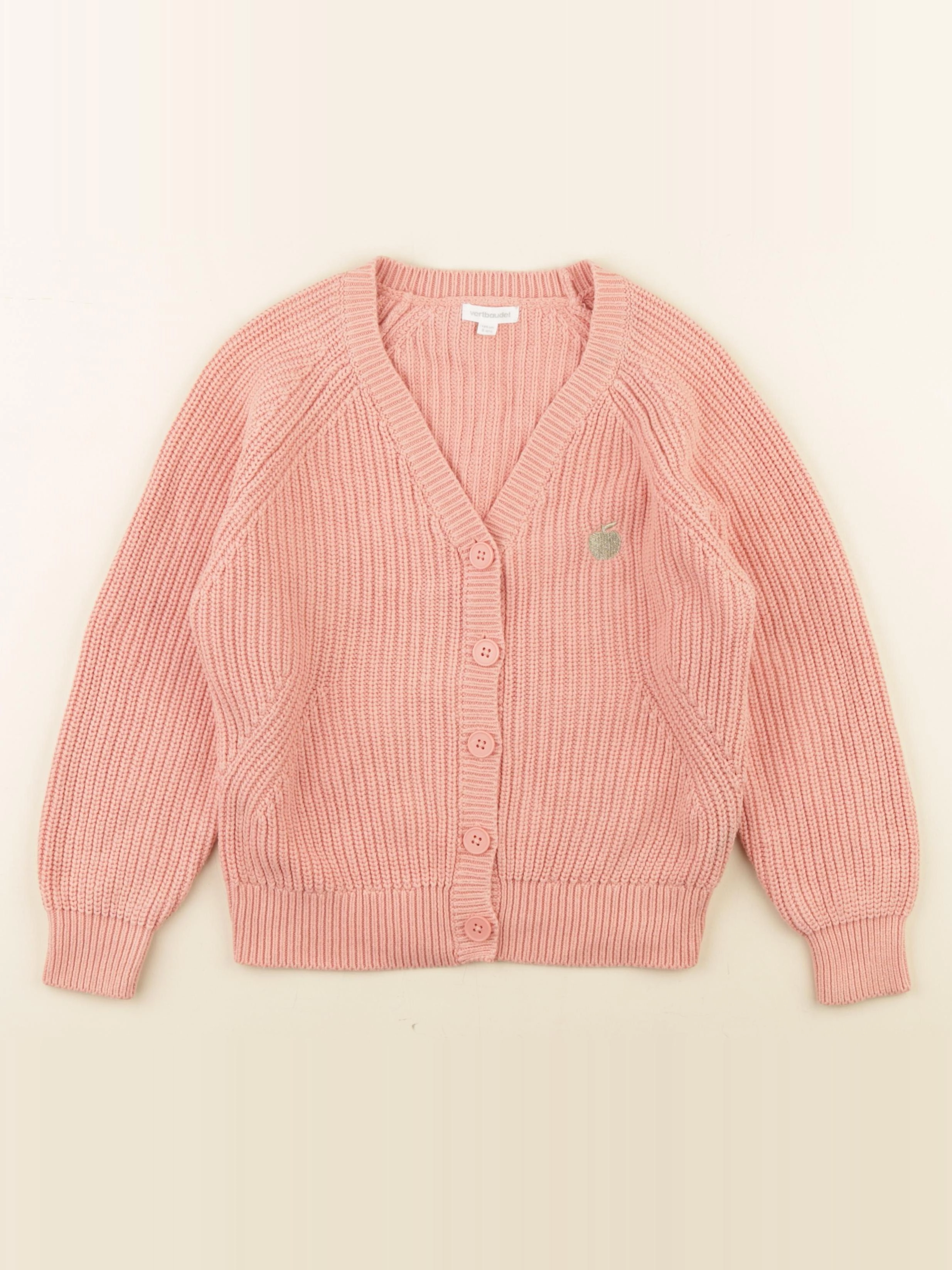 Vertbaudet - gilet rose, or - 8 ans