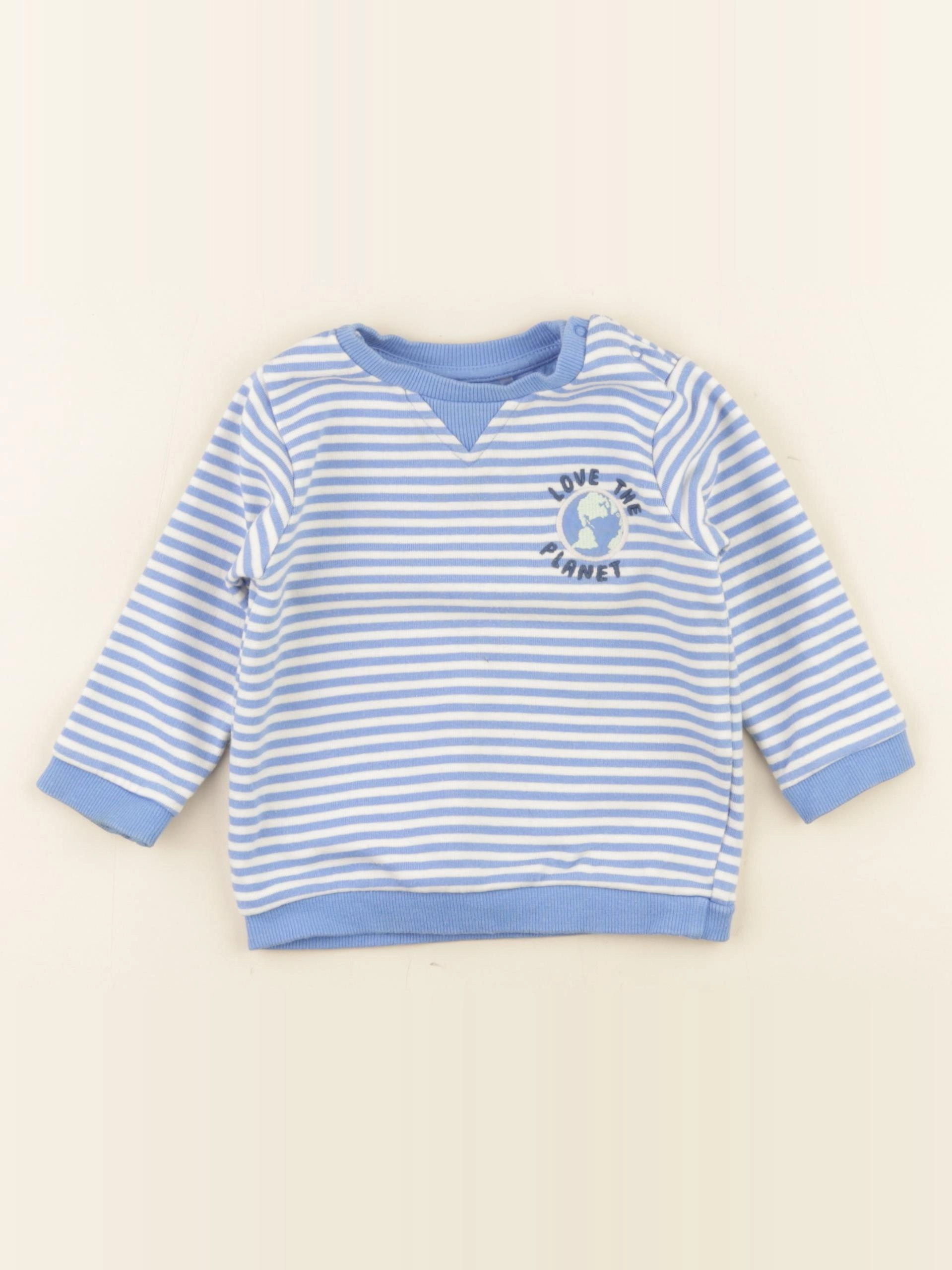 Marks & Spencer  - sweat bleu, blanc - 6/9 mois