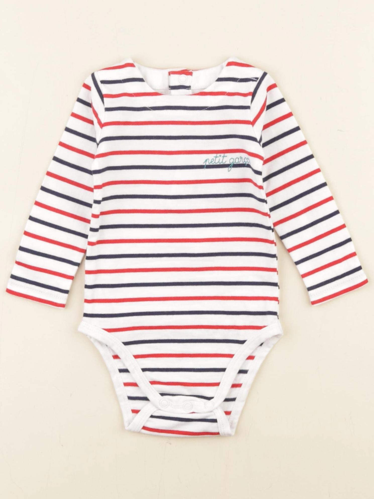 Jacadi - body blanc, bleu, rouge - 6 mois