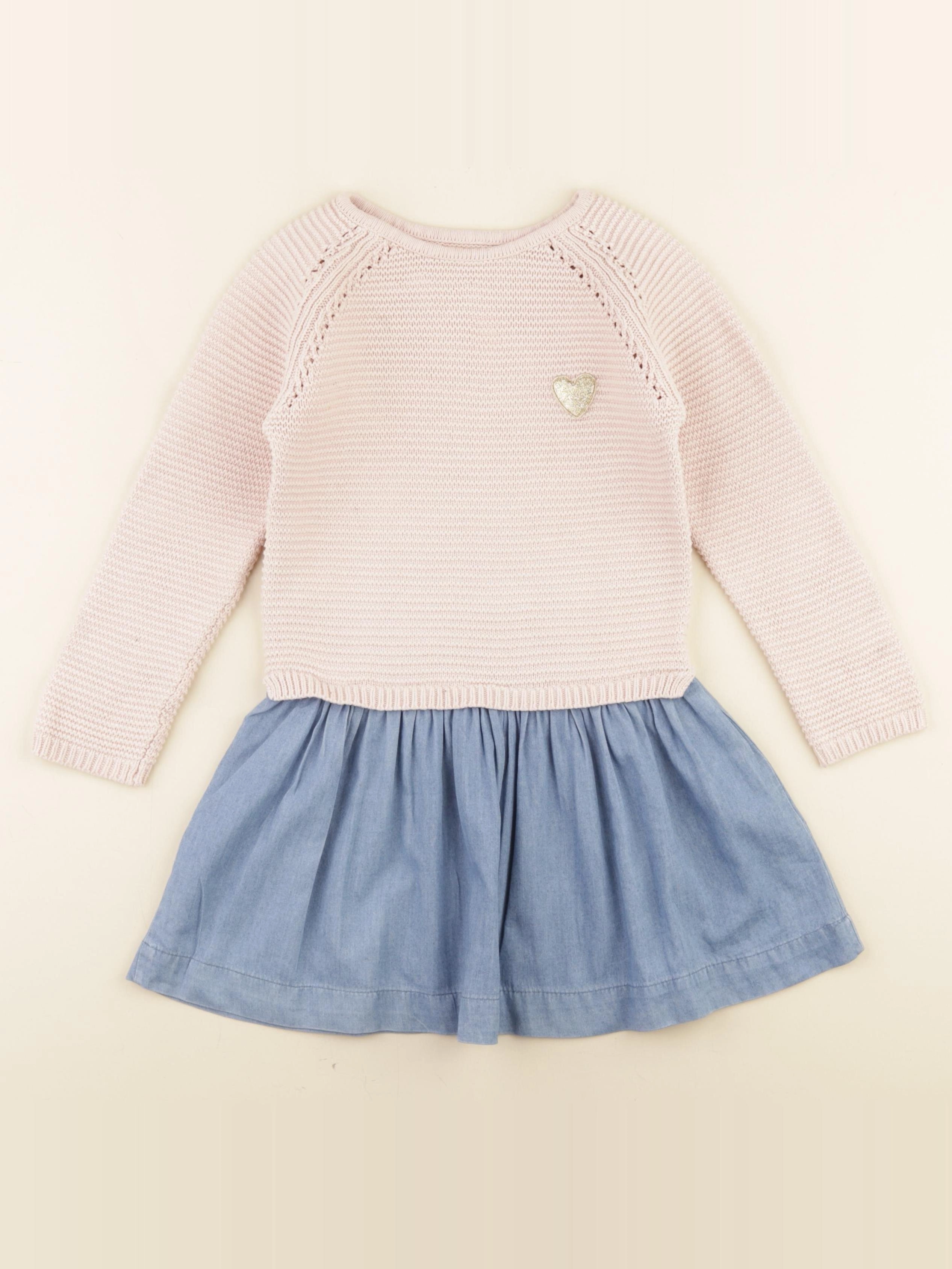 Vertbaudet - robe bleu, rose - 5 ans