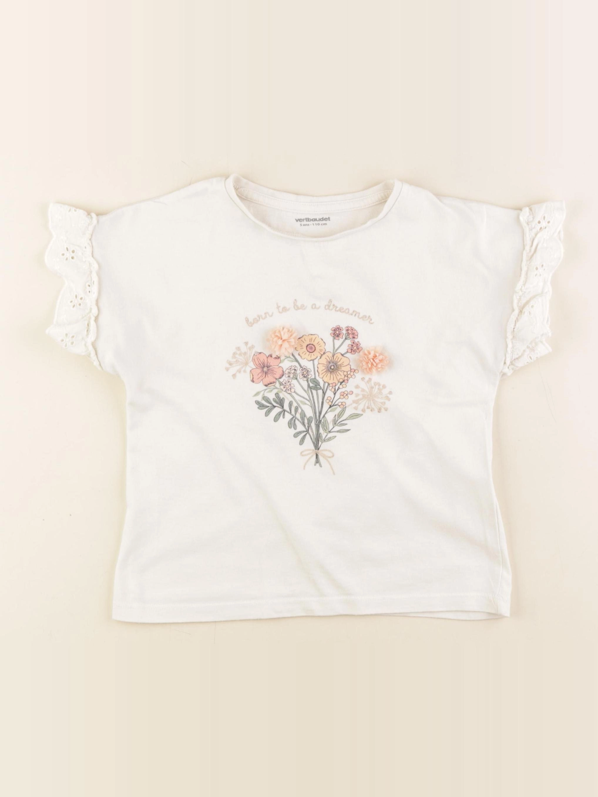 Vertbaudet - tee-shirt beige, or - 5 ans