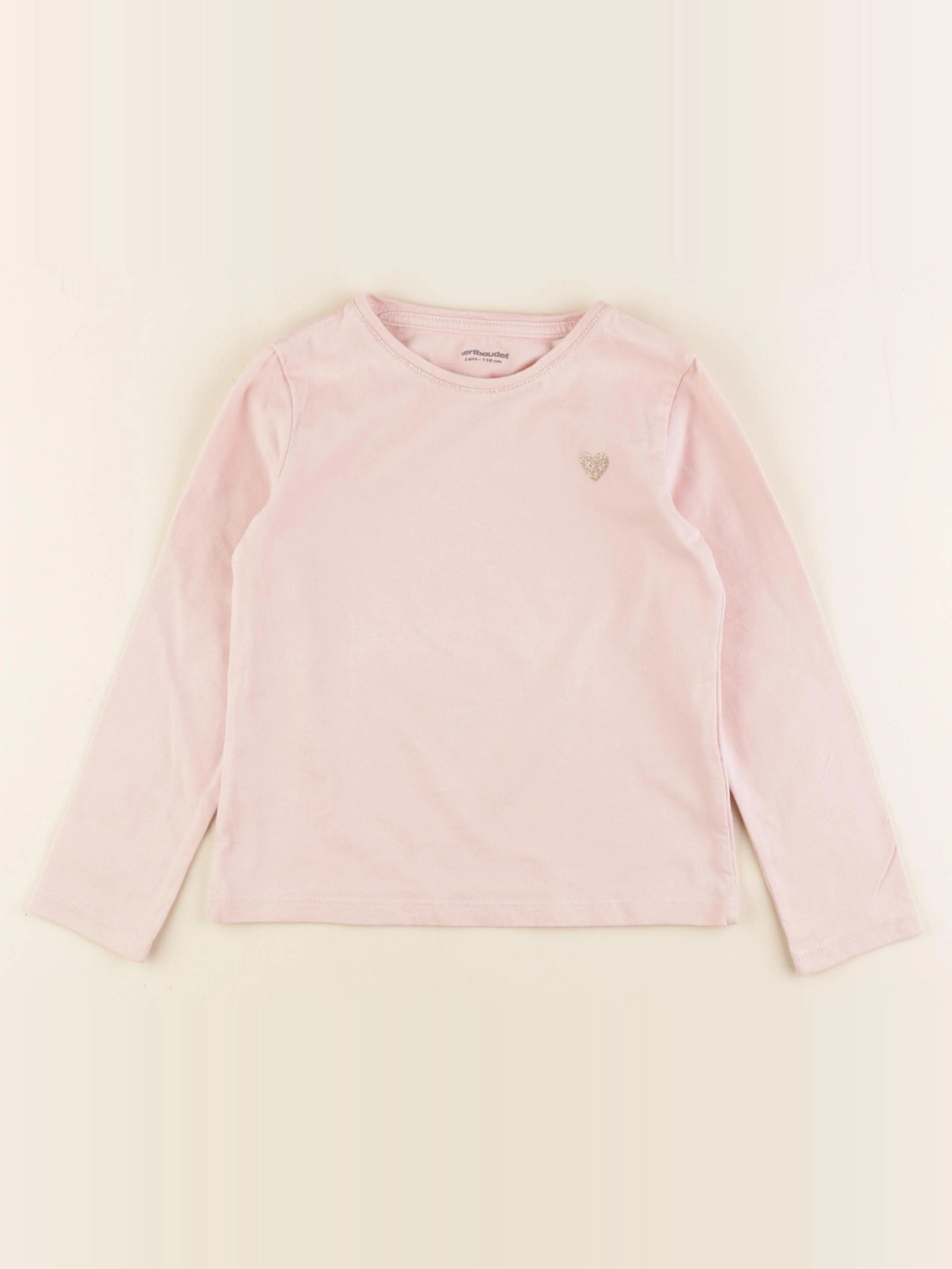 Vertbaudet - tee-shirt rose, or - 5 ans