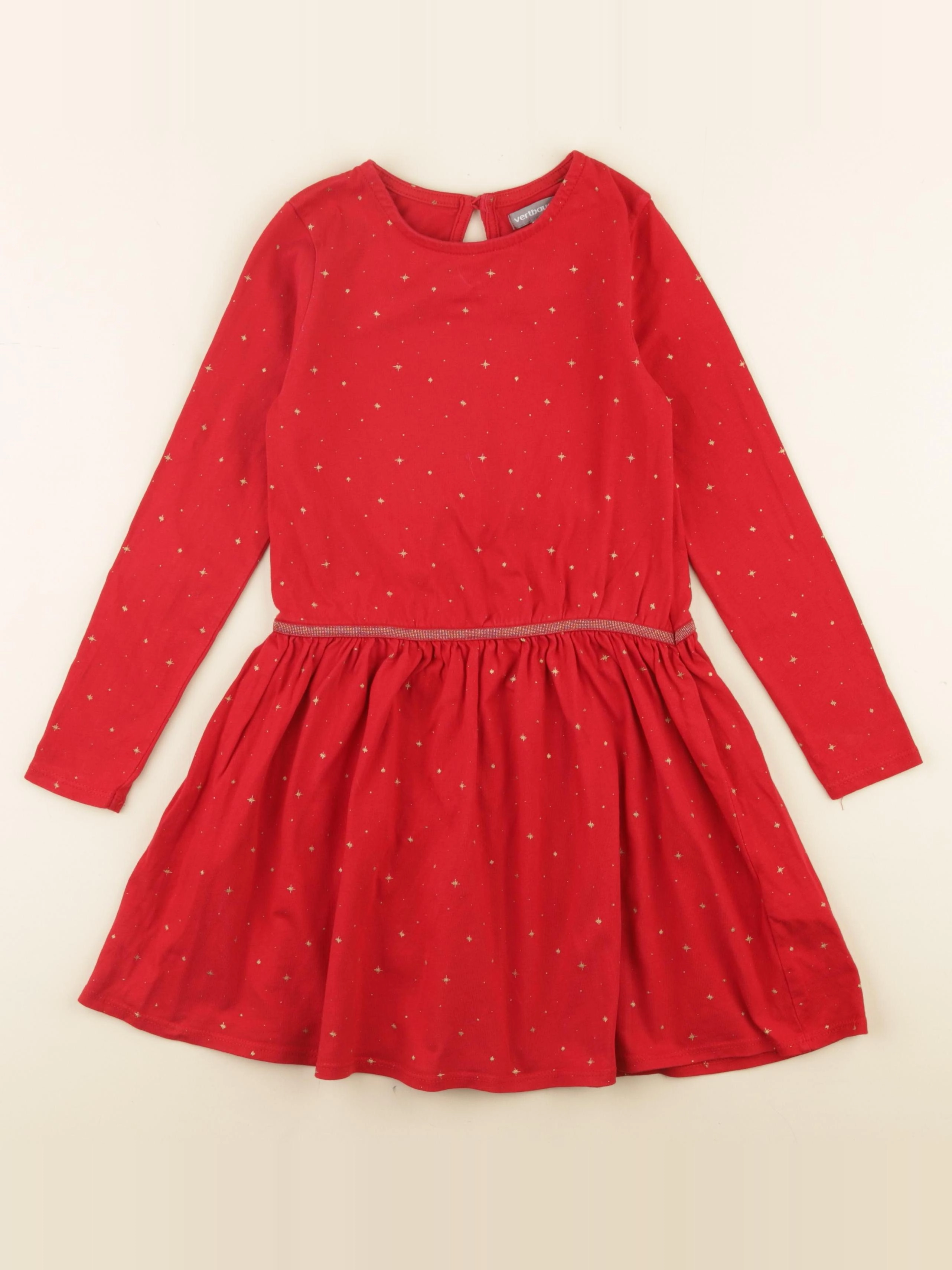 Vertbaudet - robe rouge, or - 7 ans