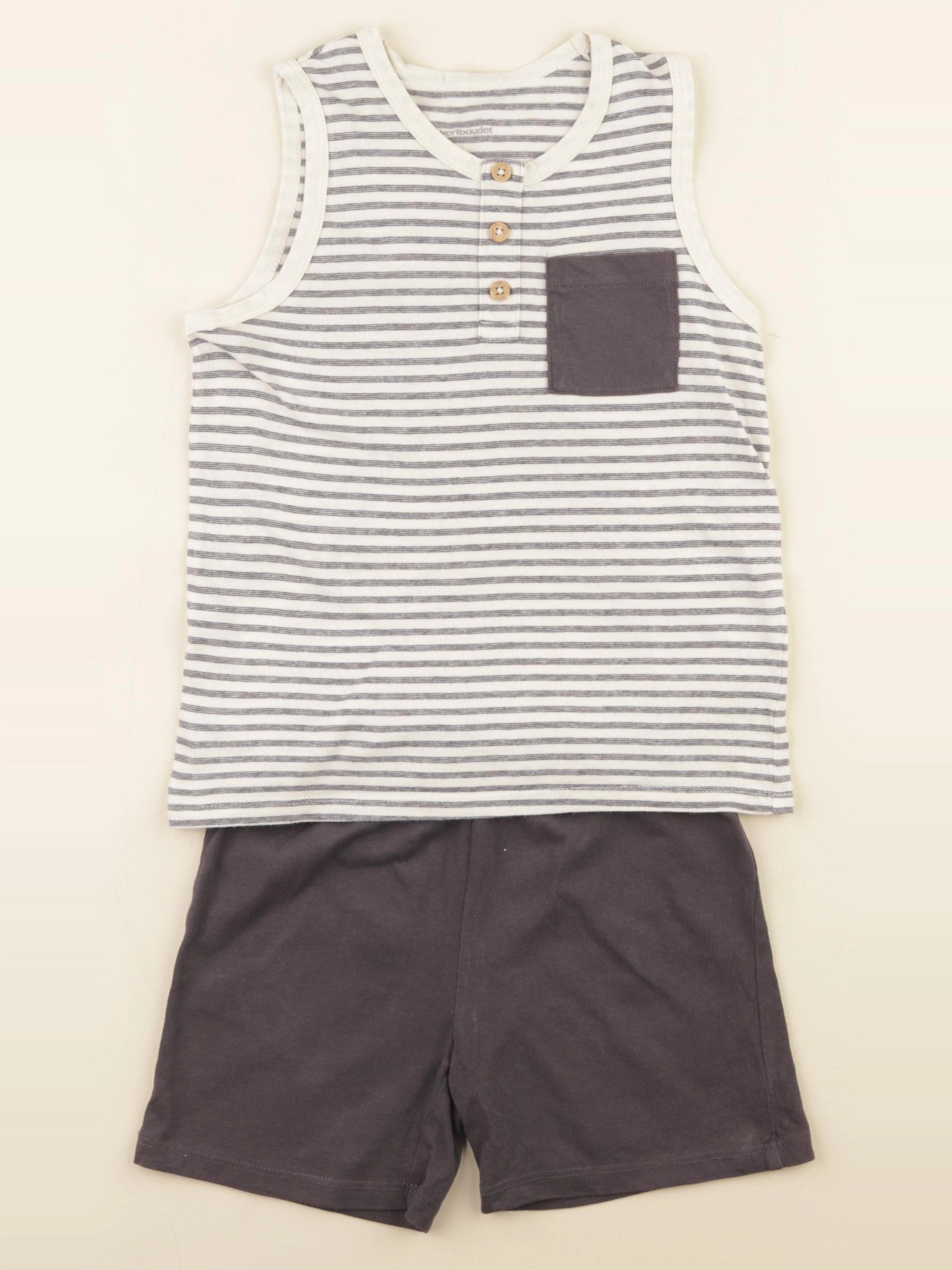 Vertbaudet - pyjama coton bleu, blanc - 5 ans