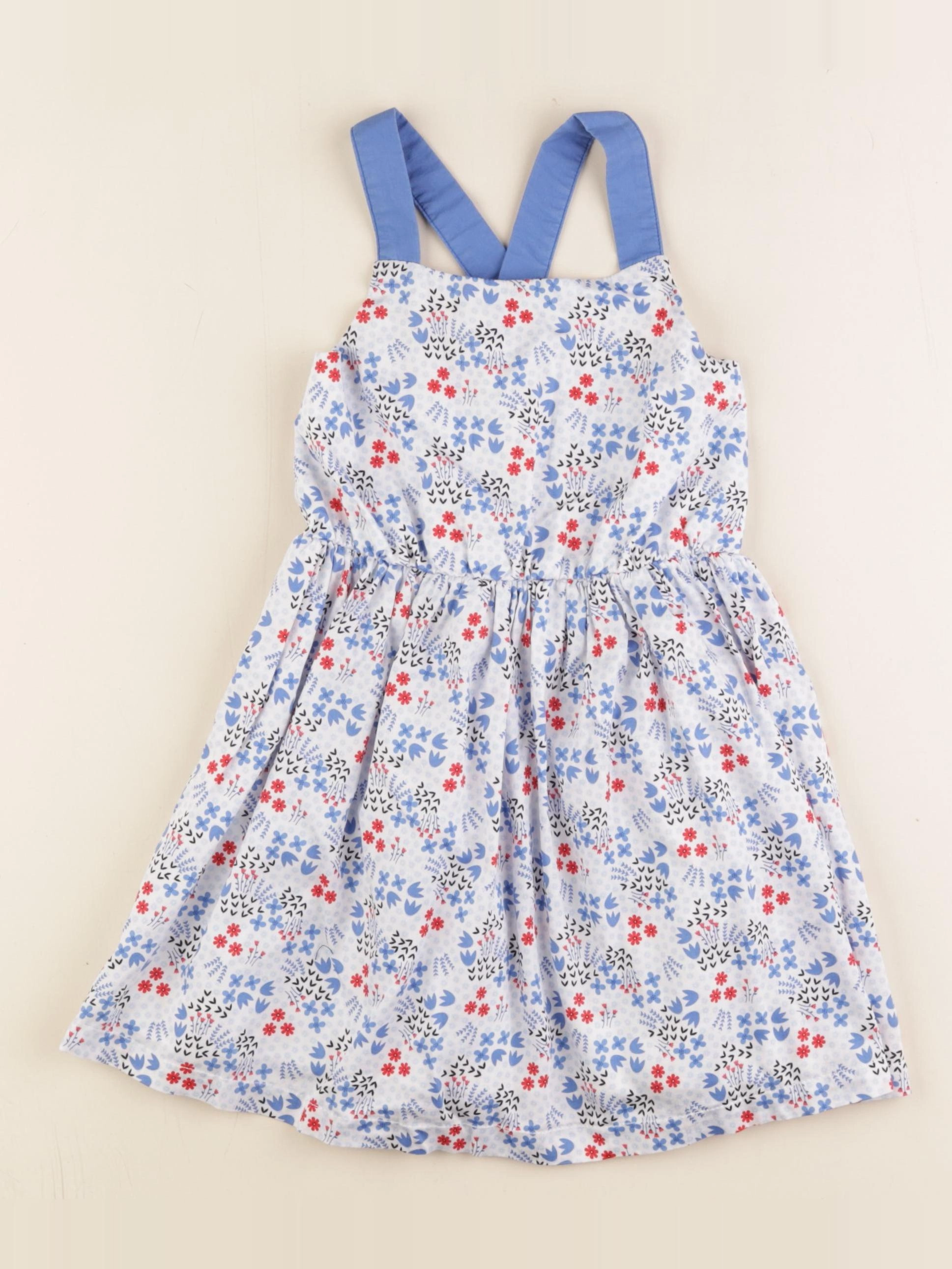 Okaidi - robe blanc, bleu, rouge - 4 ans