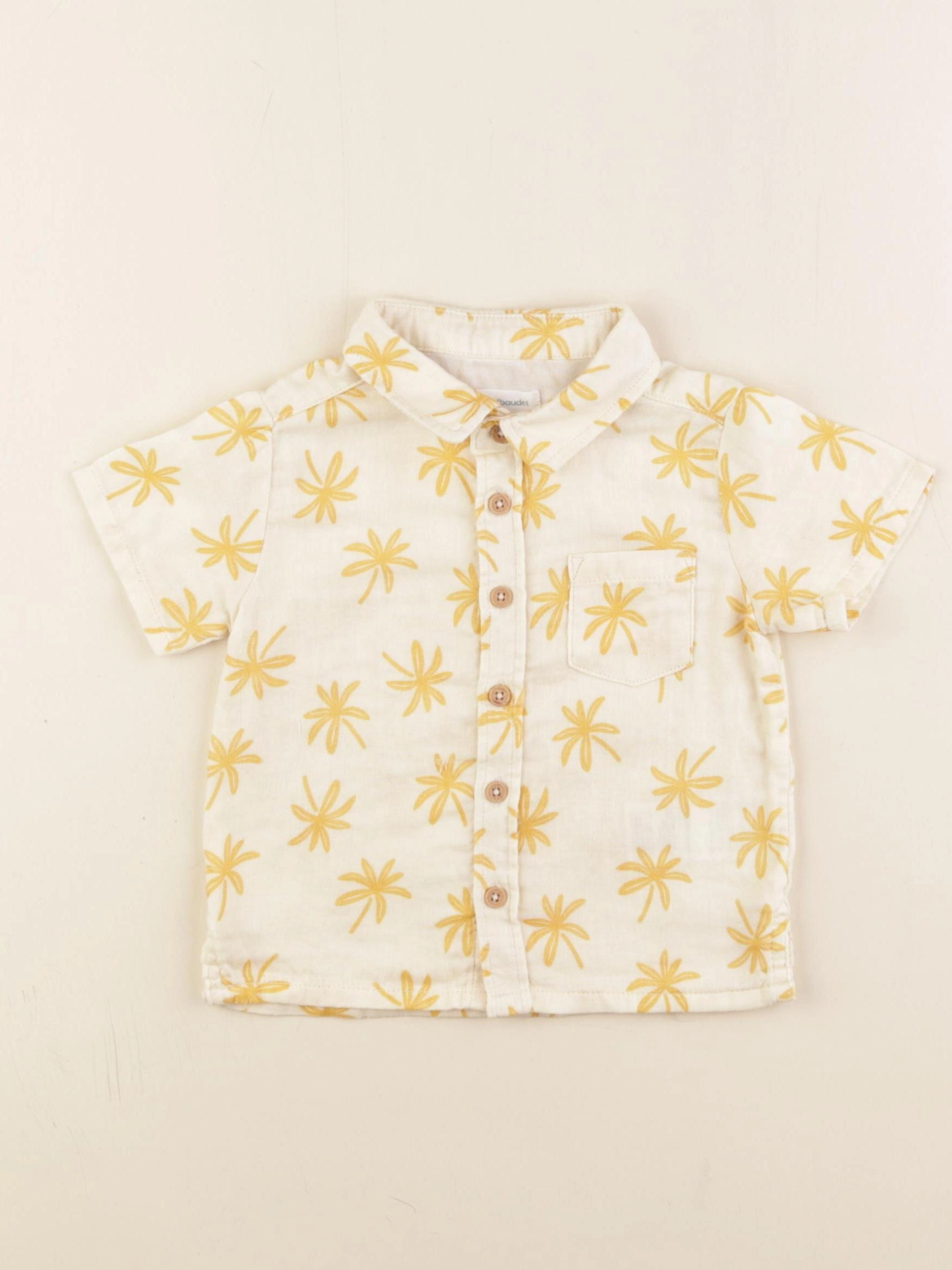 Vertbaudet - chemise beige, jaune - 18 mois