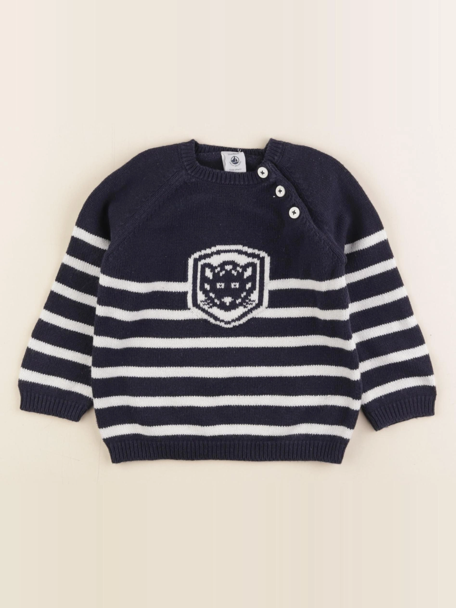 Petit Bateau - pull bleu - 24 mois