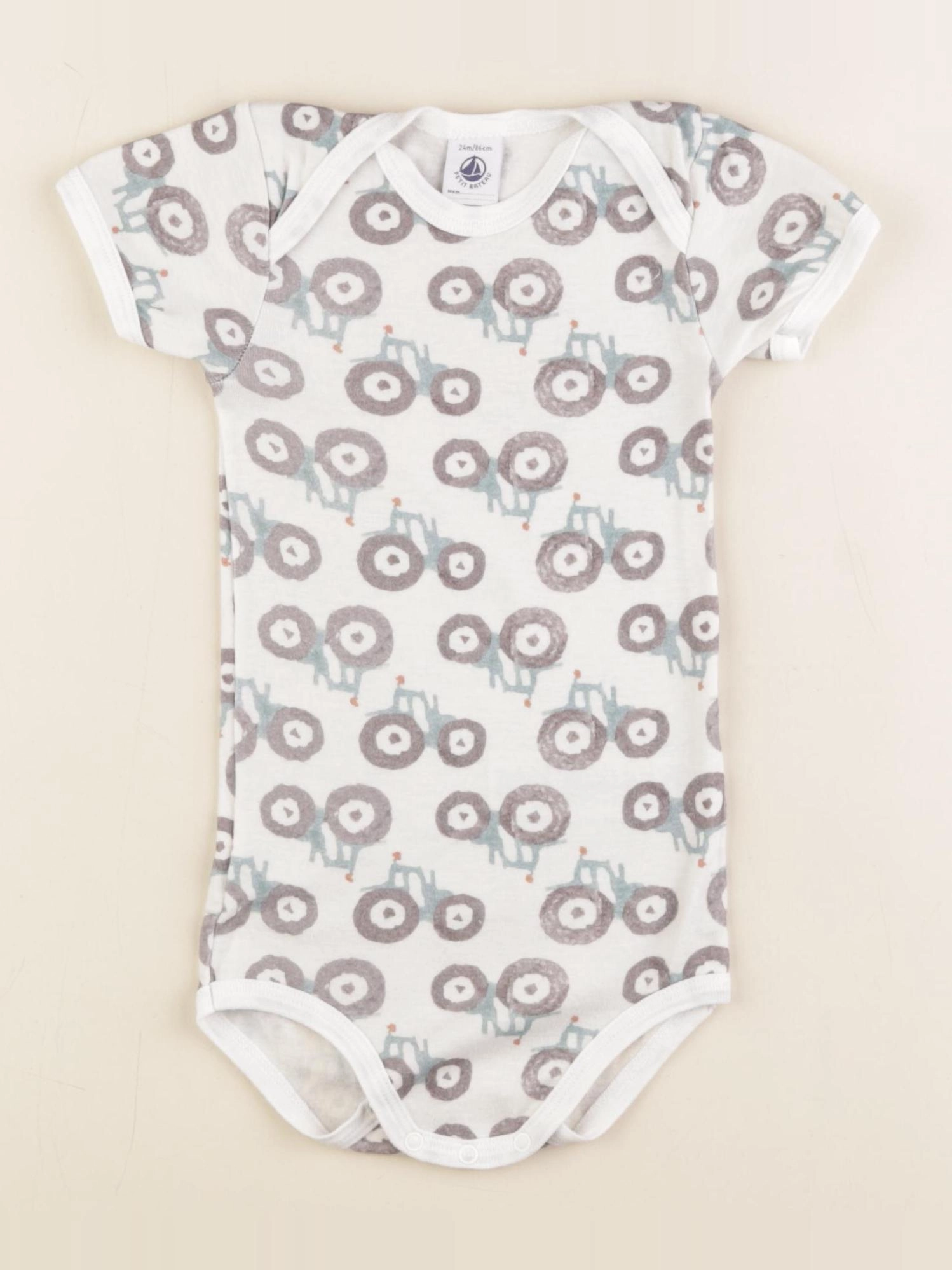 Petit Bateau - body blanc, gris - 24 mois