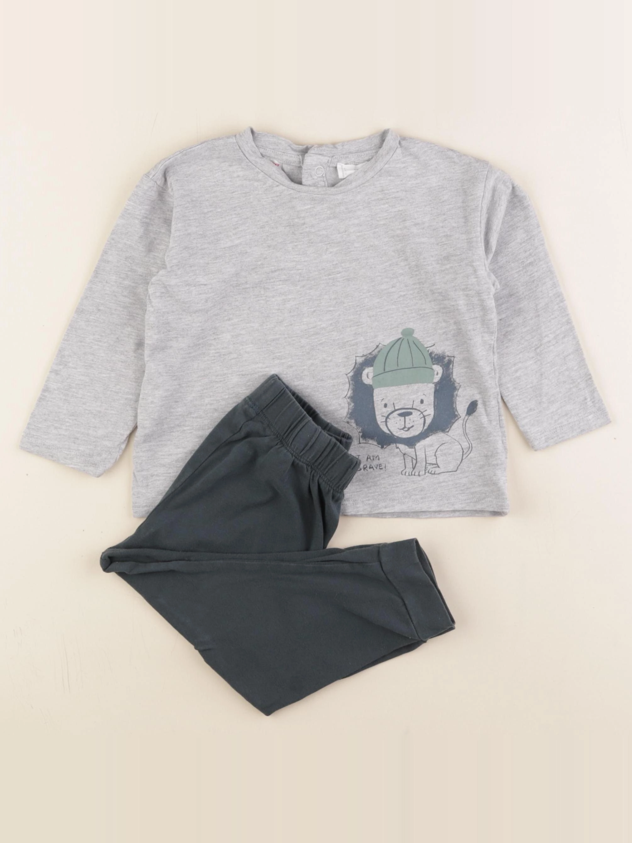 Mango - pyjama coton gris - 12/18 mois