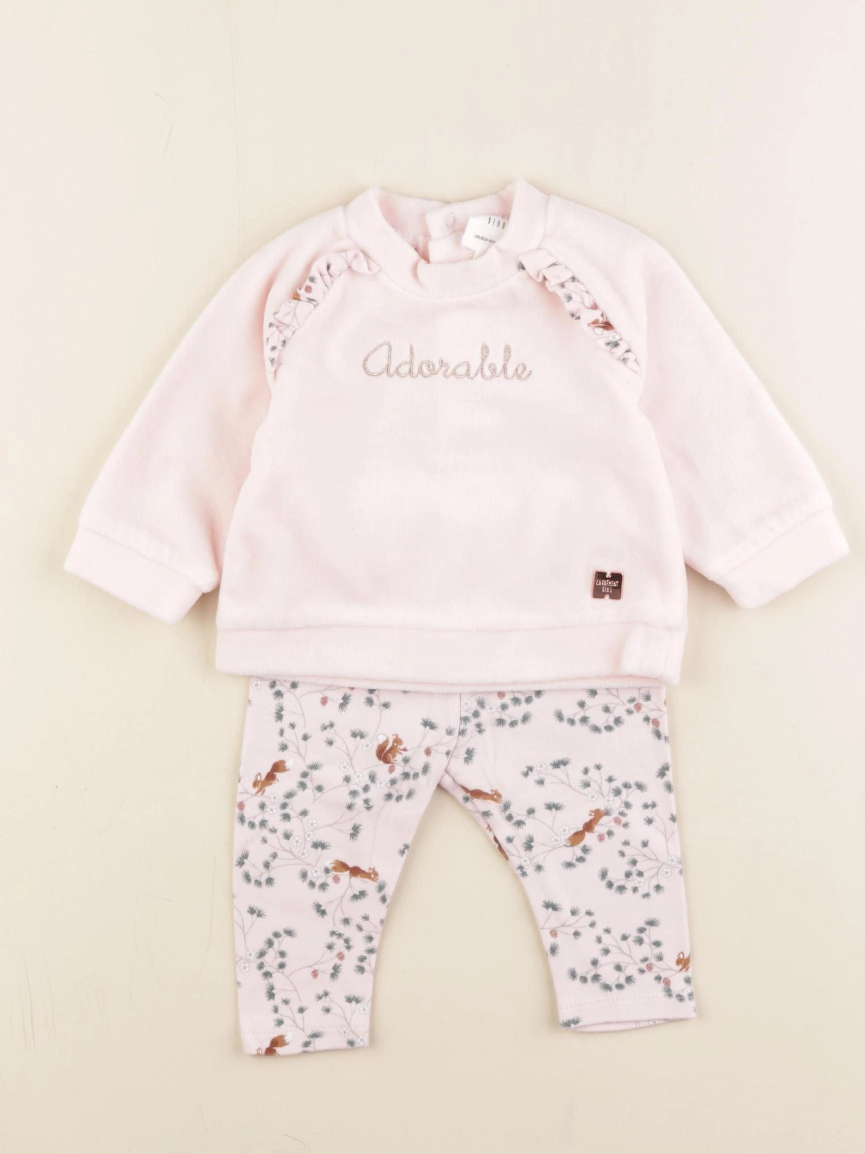 Carrément Beau - ensemble rose - 3 mois