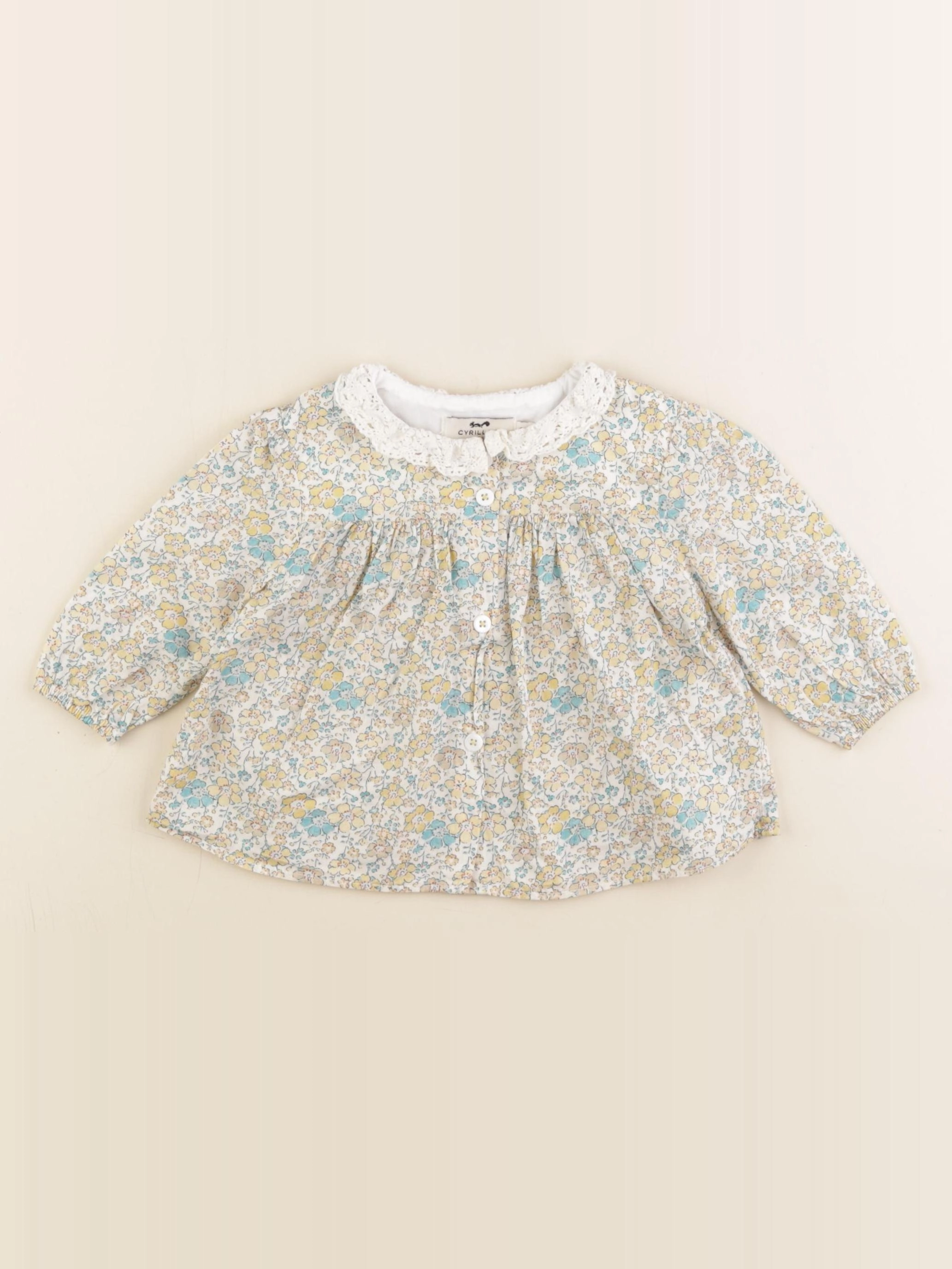 Cyrillus - blouse jaune, bleu - 9 mois