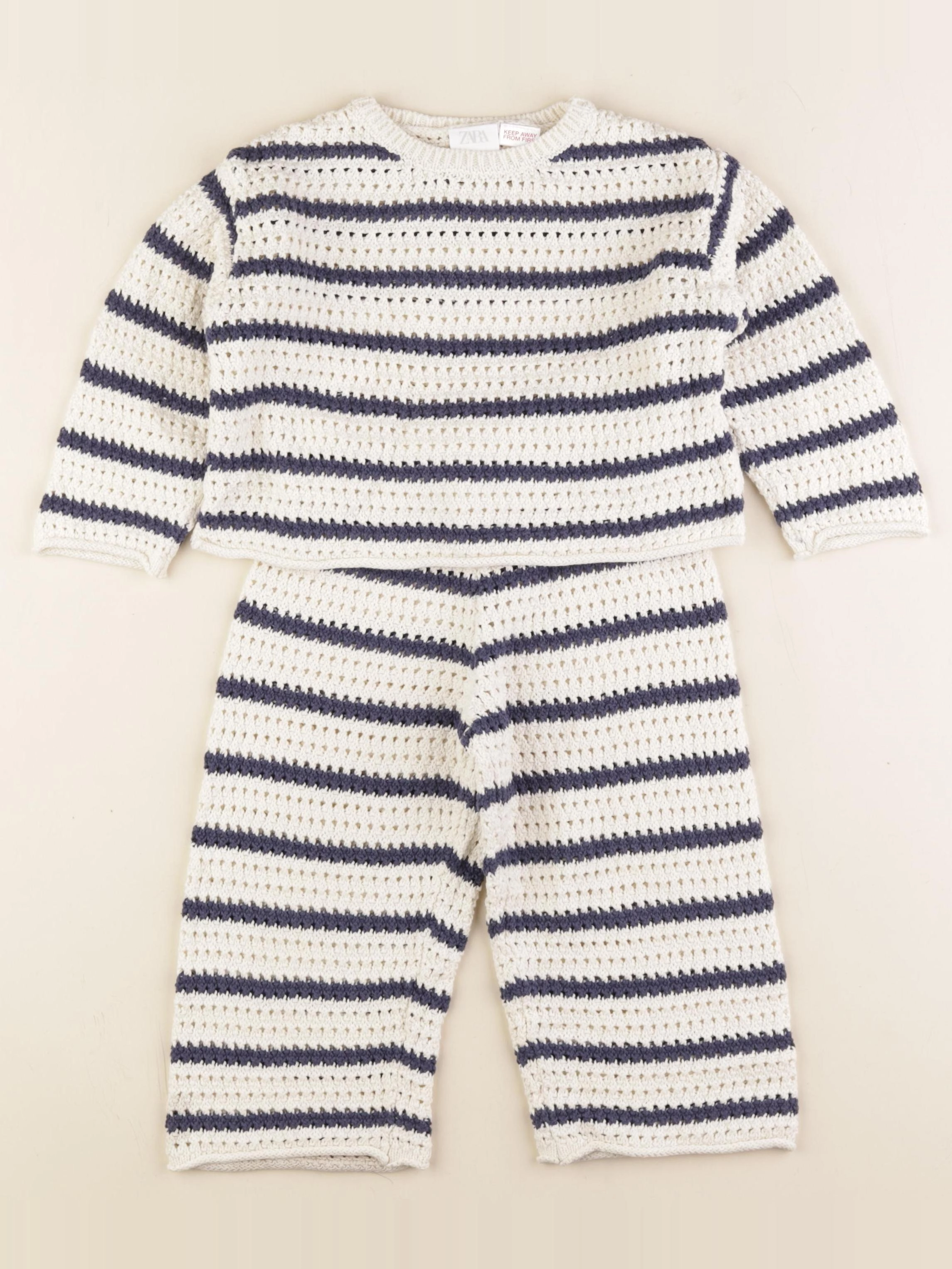 Zara - ensemble blanc, bleu - 2 ans