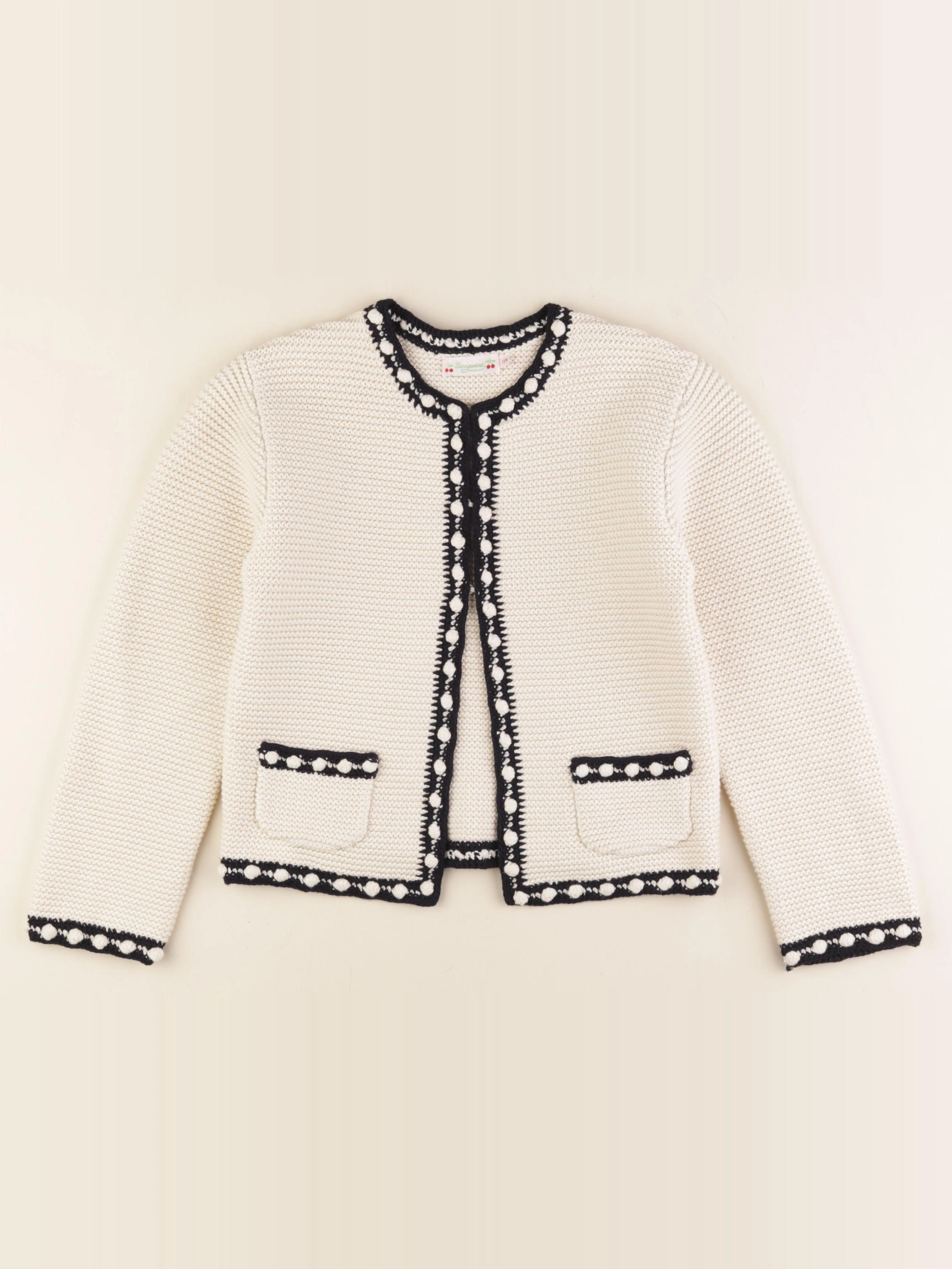 Bonpoint - gilet blanc, noir - 12 ans