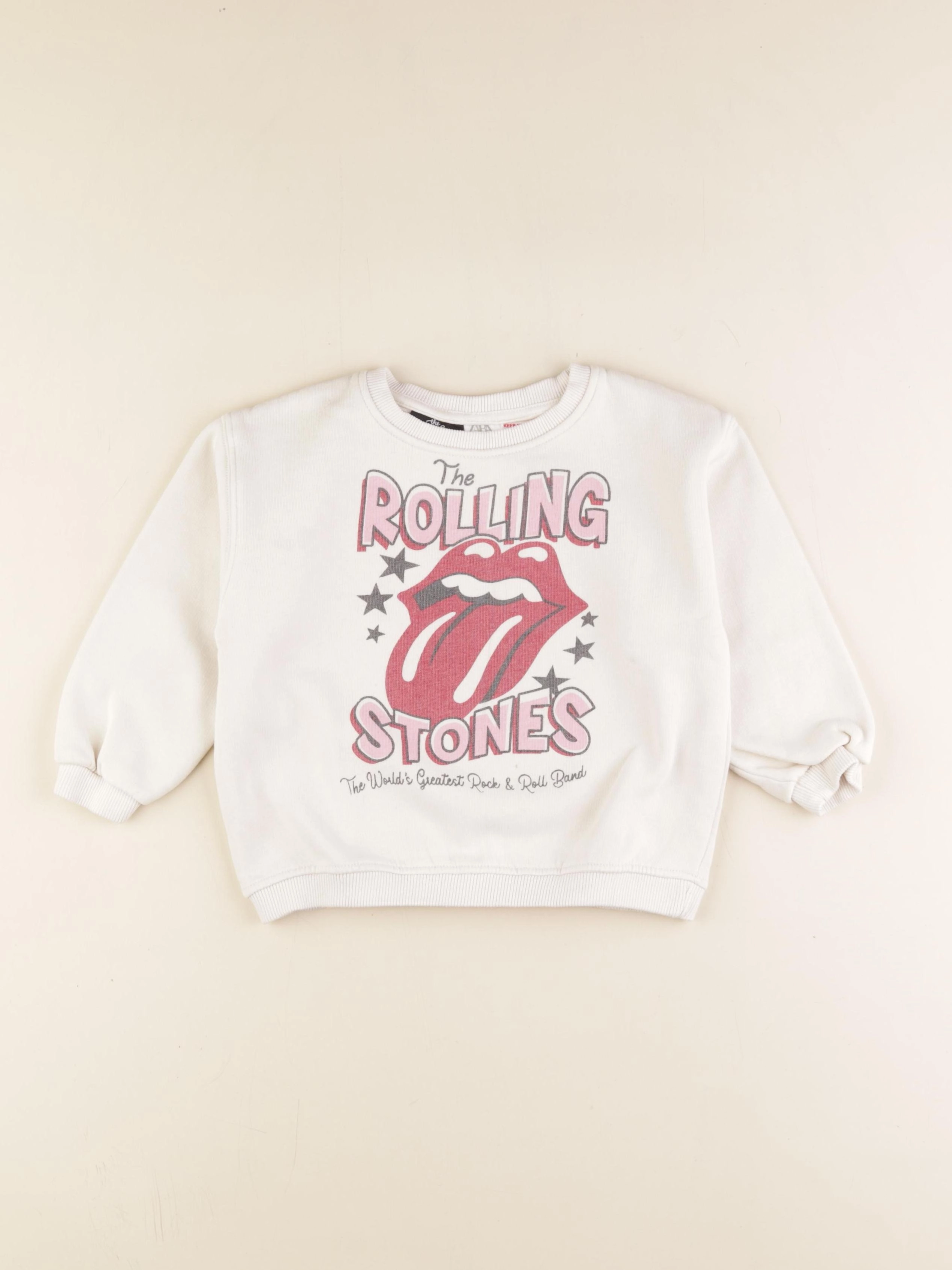 Zara - sweat rose, blanc - 2/3 ans