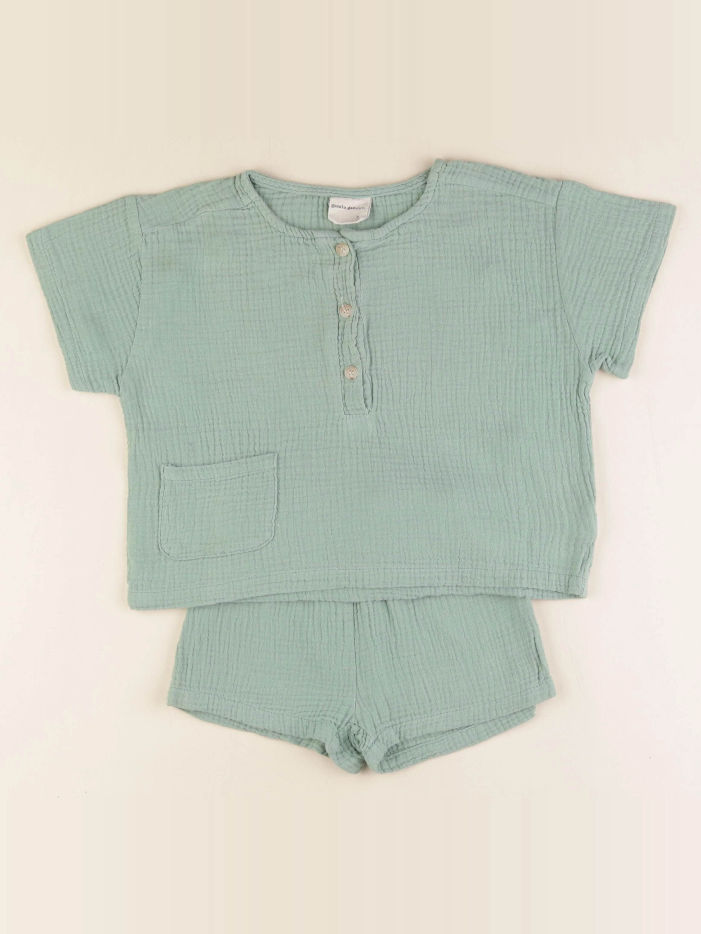 Gamin gamine - ensemble vert - 2 ans