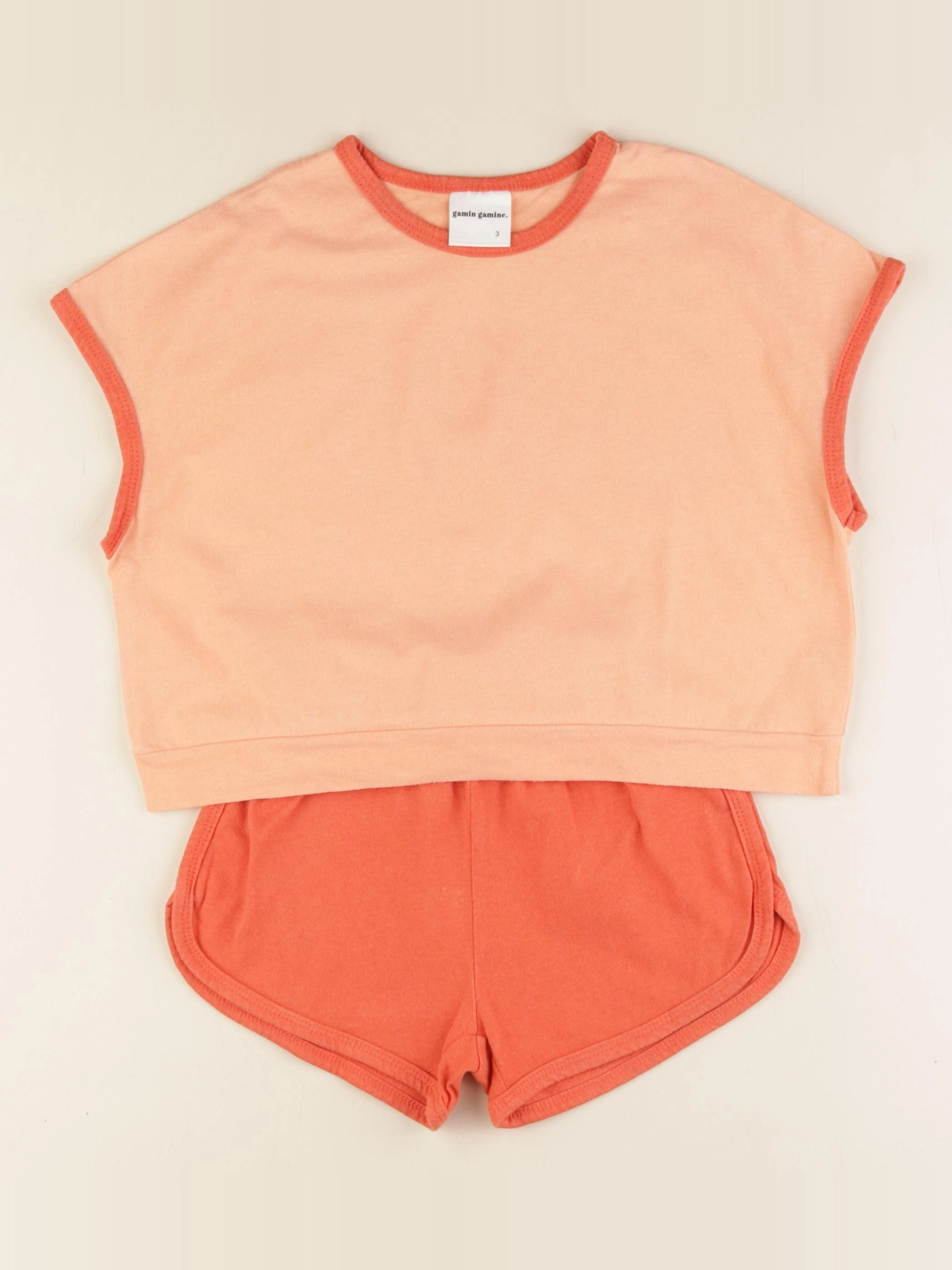 Gamin gamine - ensemble orange - 3 ans