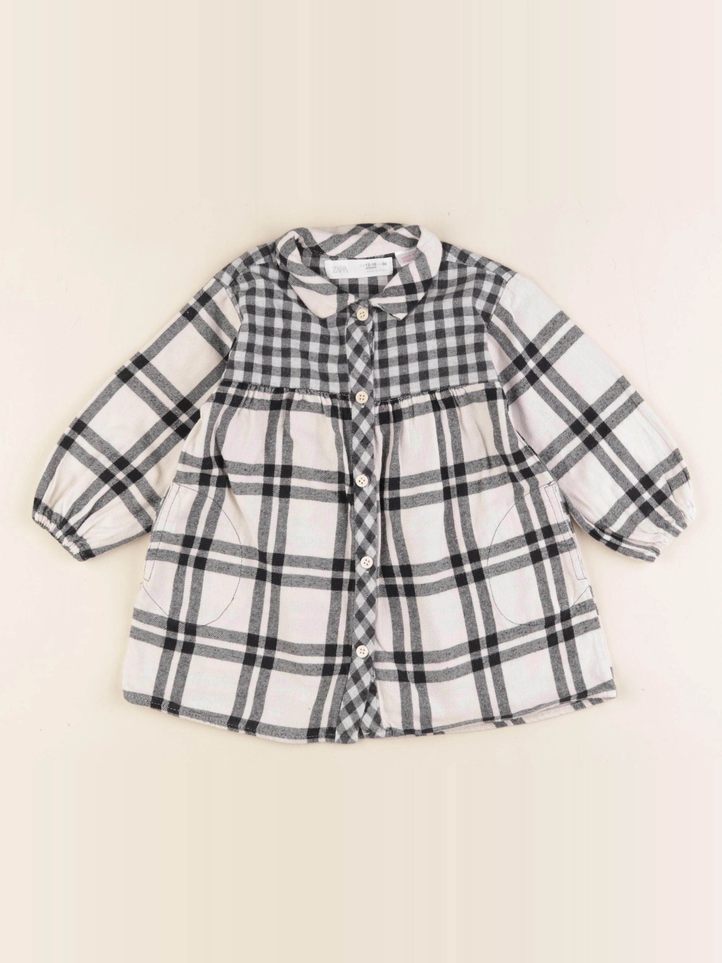 Zara - robe blanc, noir - 12/18 mois