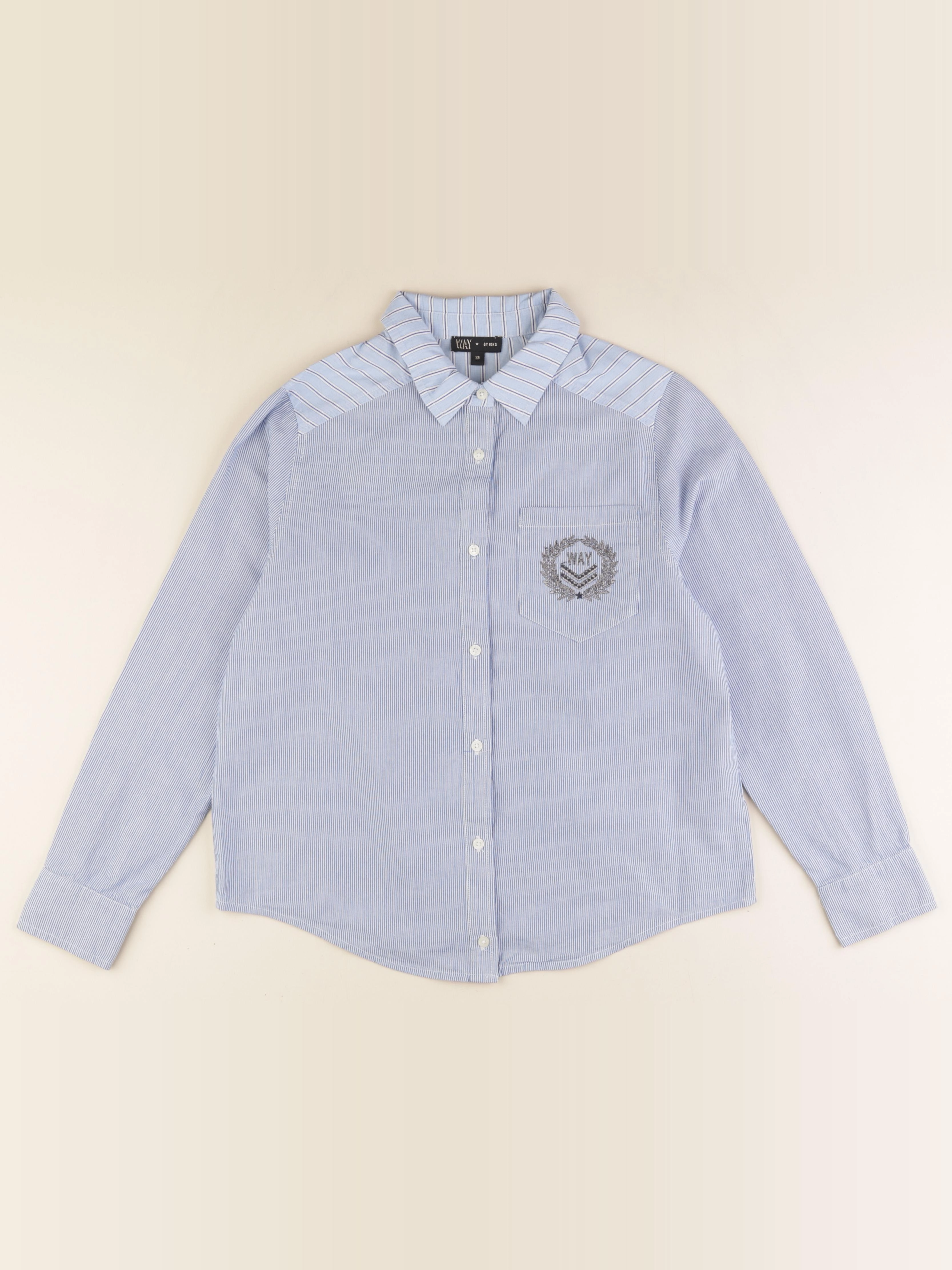 IKKS - chemise bleu, blanc - 12 ans