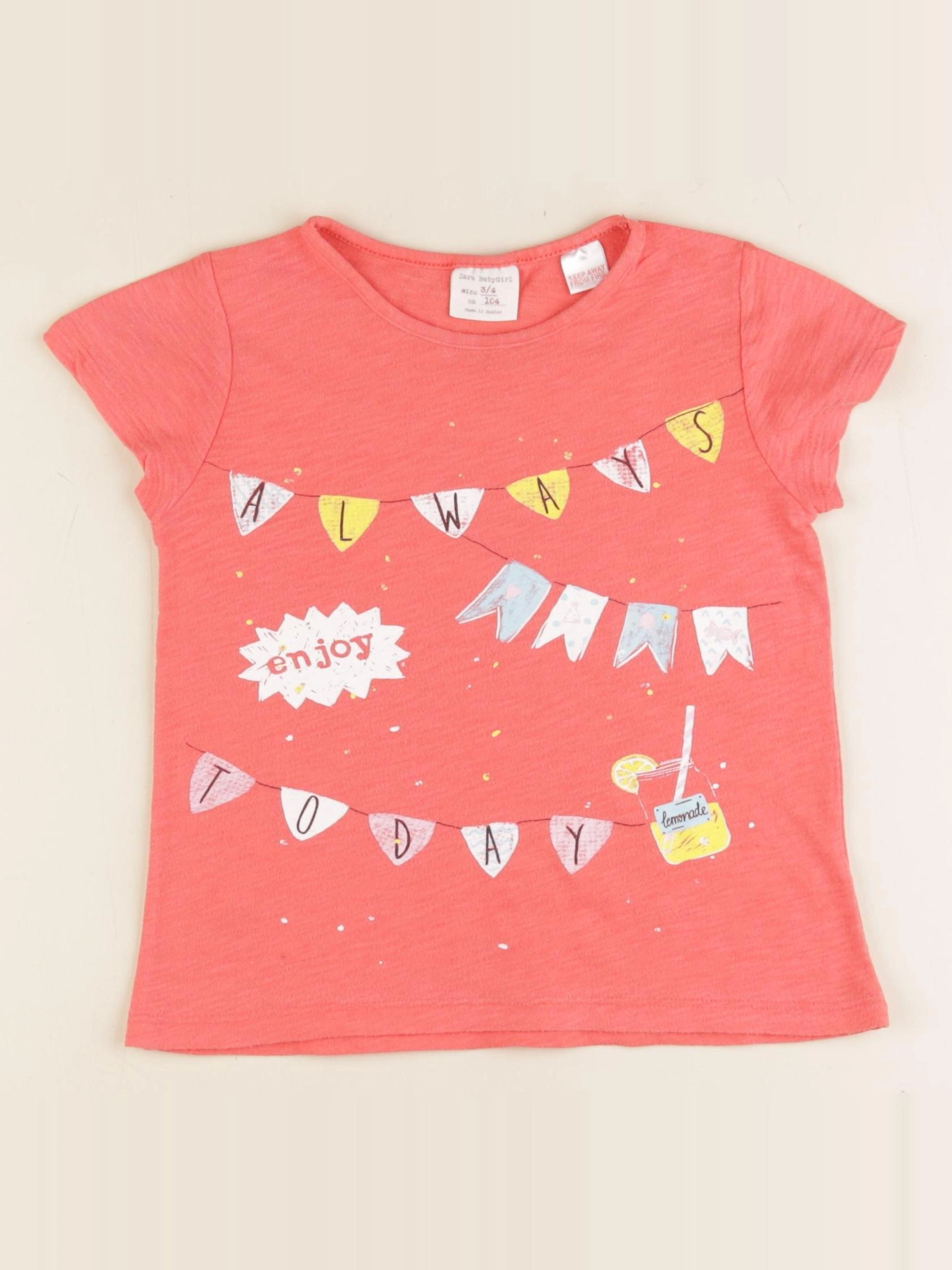 Zara - tee-shirt orange - 3/4 ans