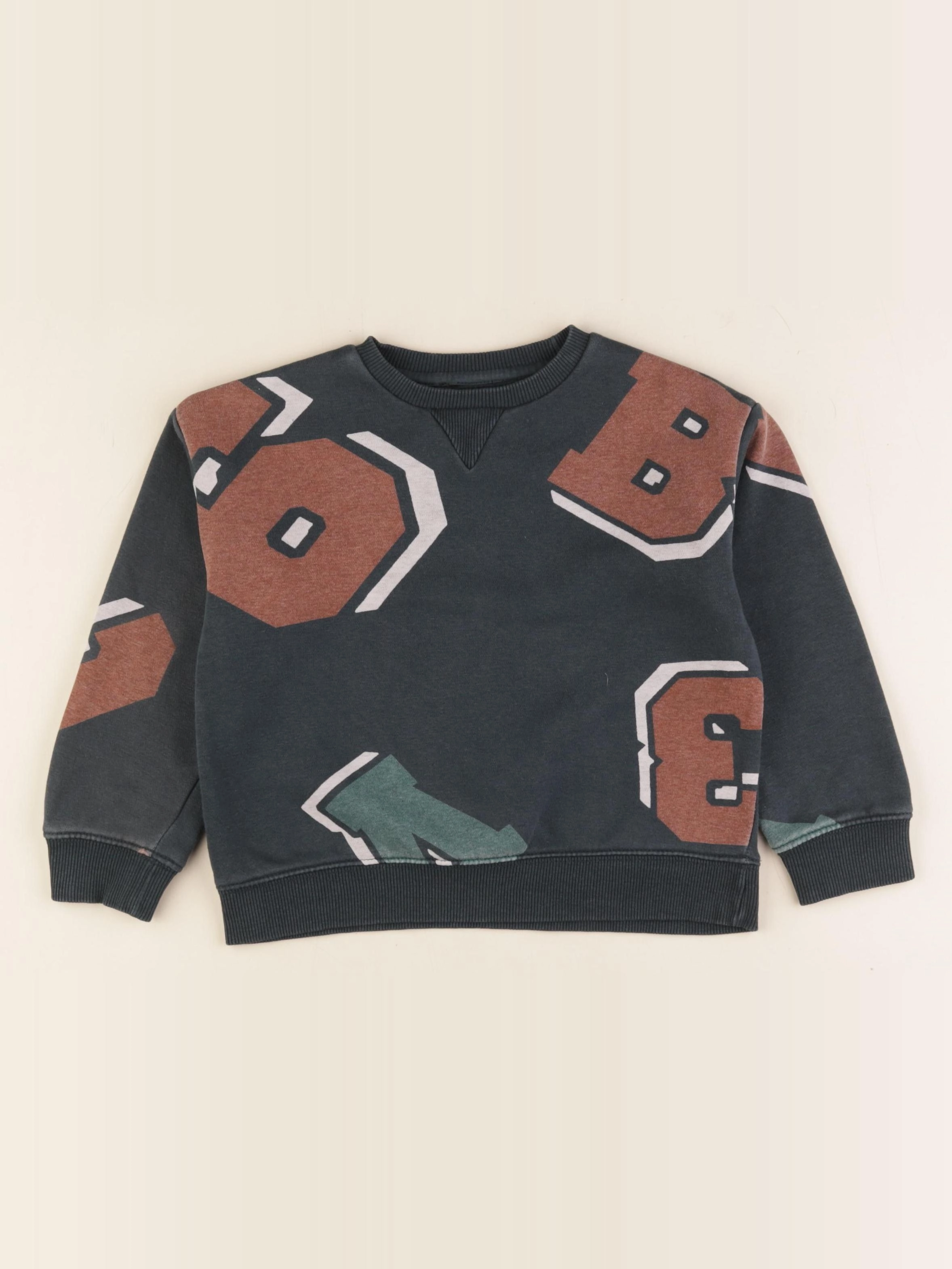 Vertbaudet - sweat vert, marron - 4 ans