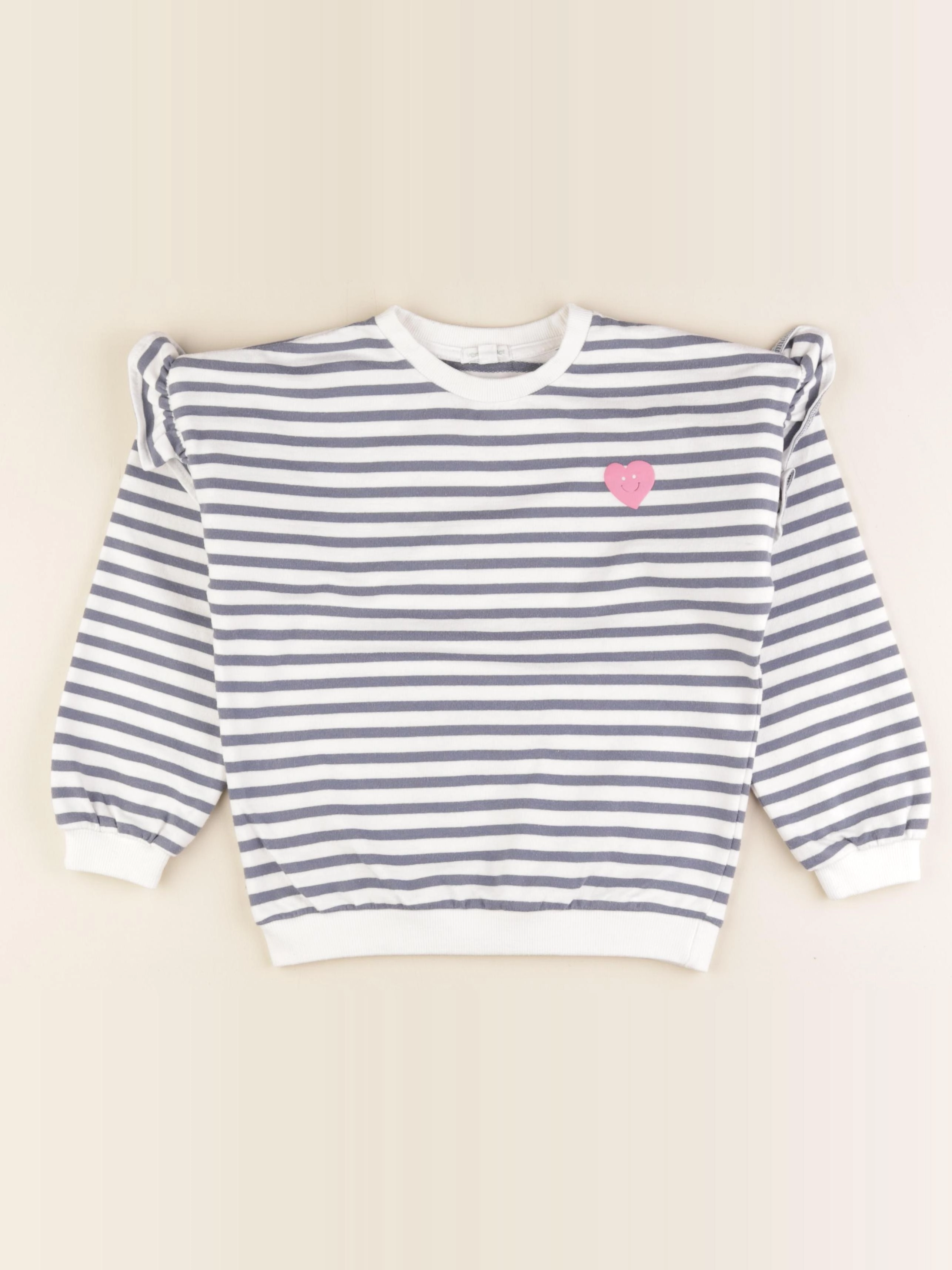 Vertbaudet - sweat blanc, bleu - 8 ans