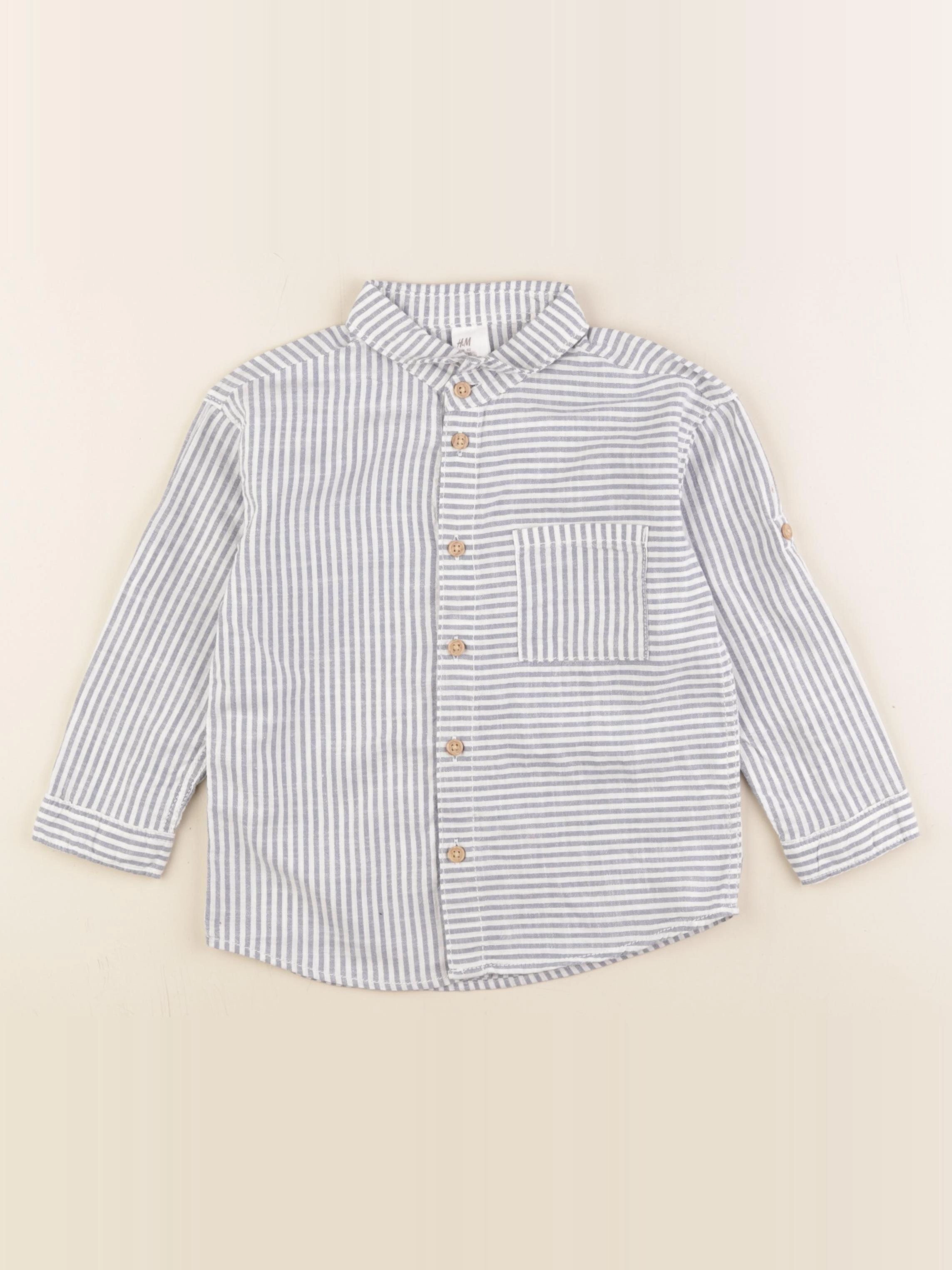 H&M - chemise bleu, blanc - 18/24 mois