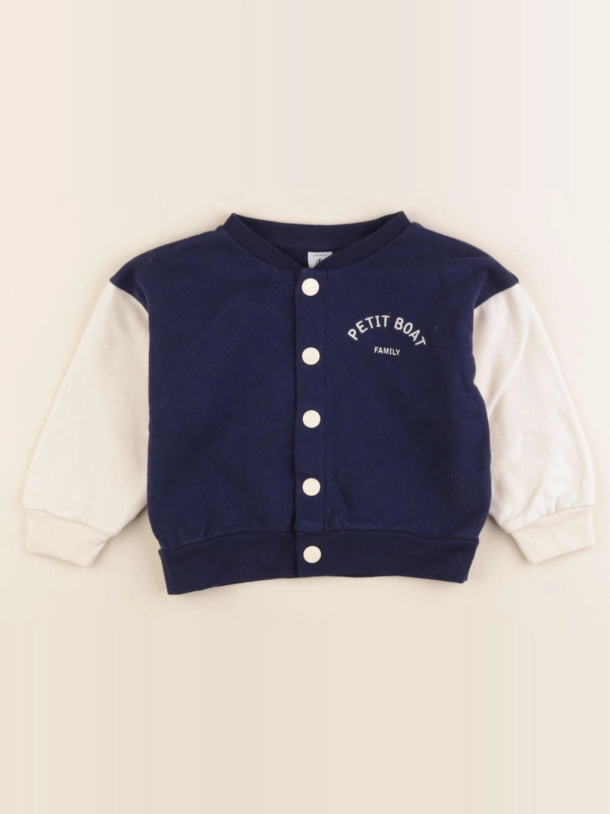 Petit Bateau - sweat bleu, beige - 24 mois