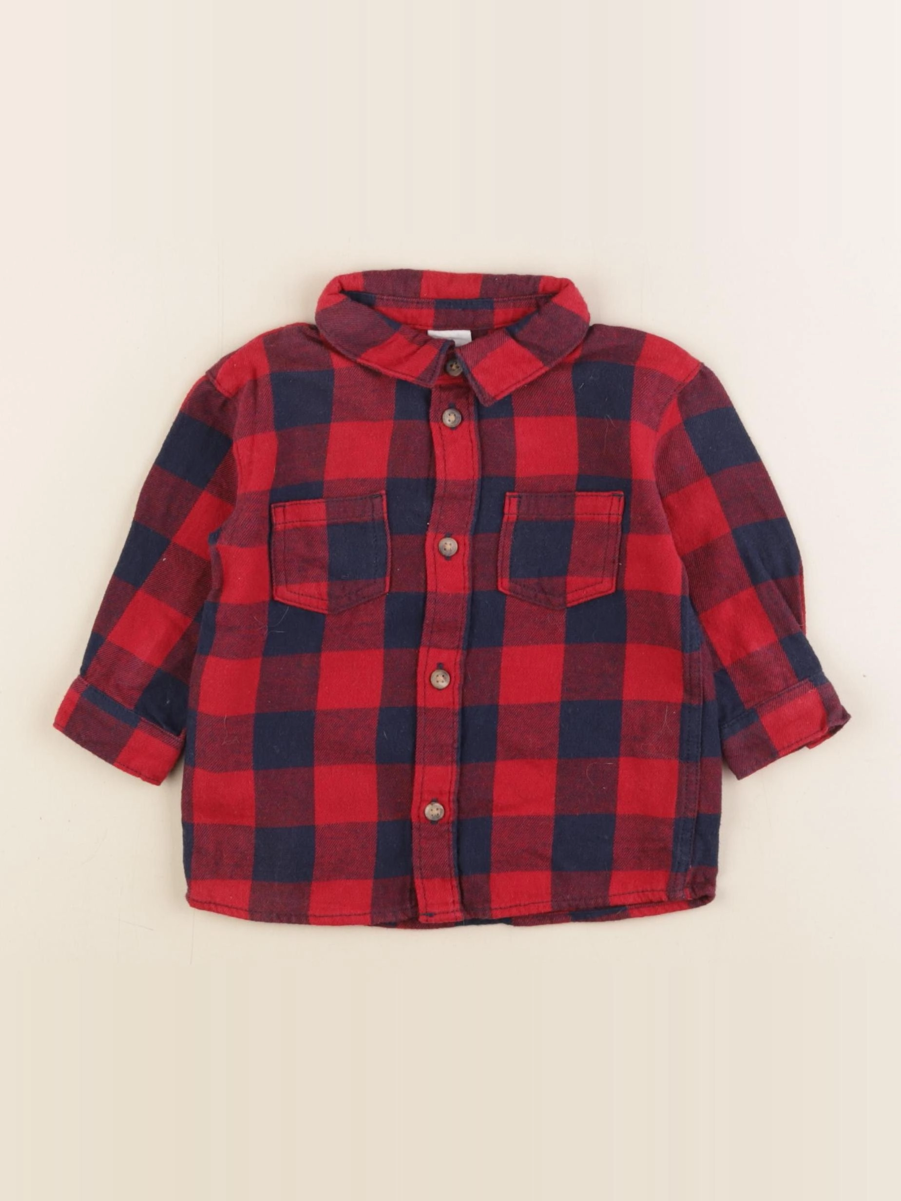 H&M - chemise rouge, noir - 4/6 mois