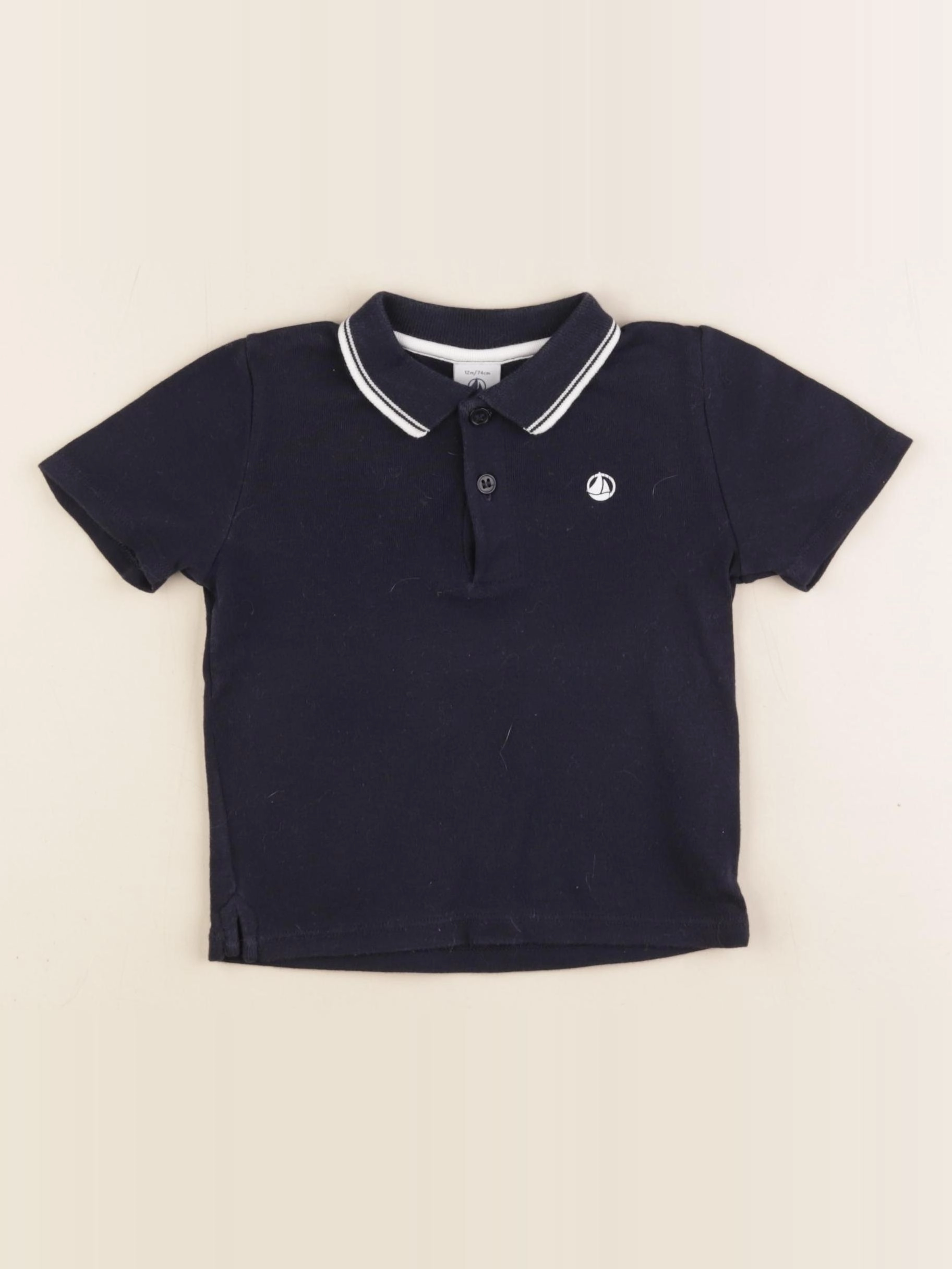 Petit Bateau - polo bleu - 12 mois