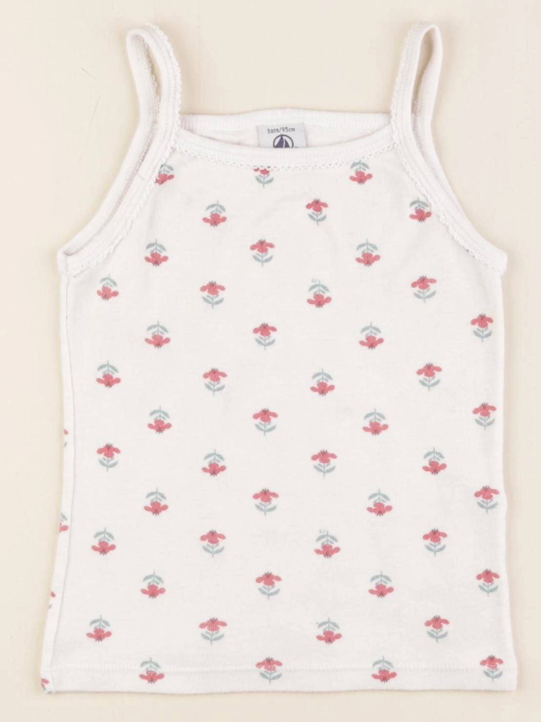 Petit Bateau - maillot de corps beige, rouge - 3 ans