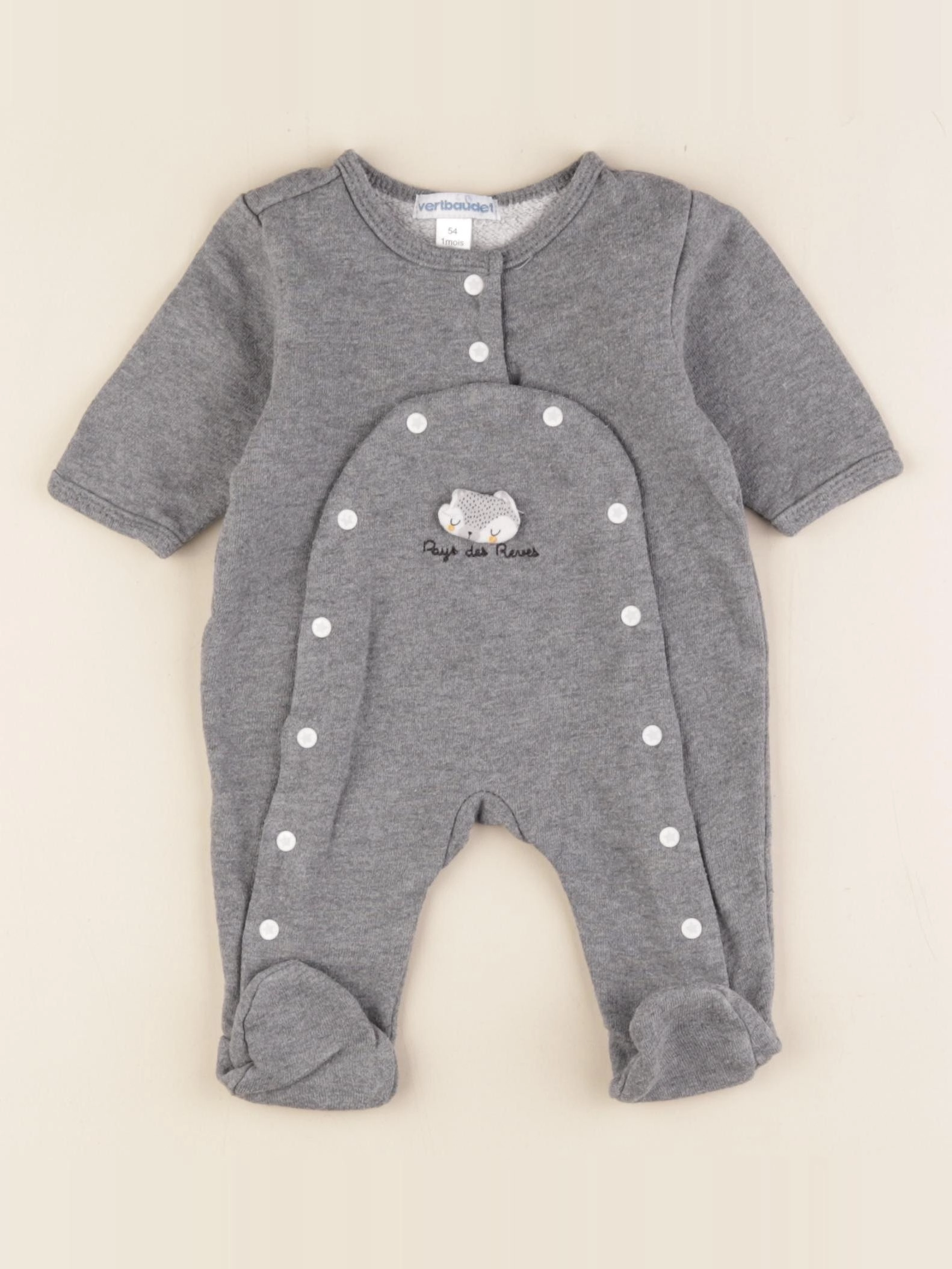 Vertbaudet - pyjama coton gris - 1 mois