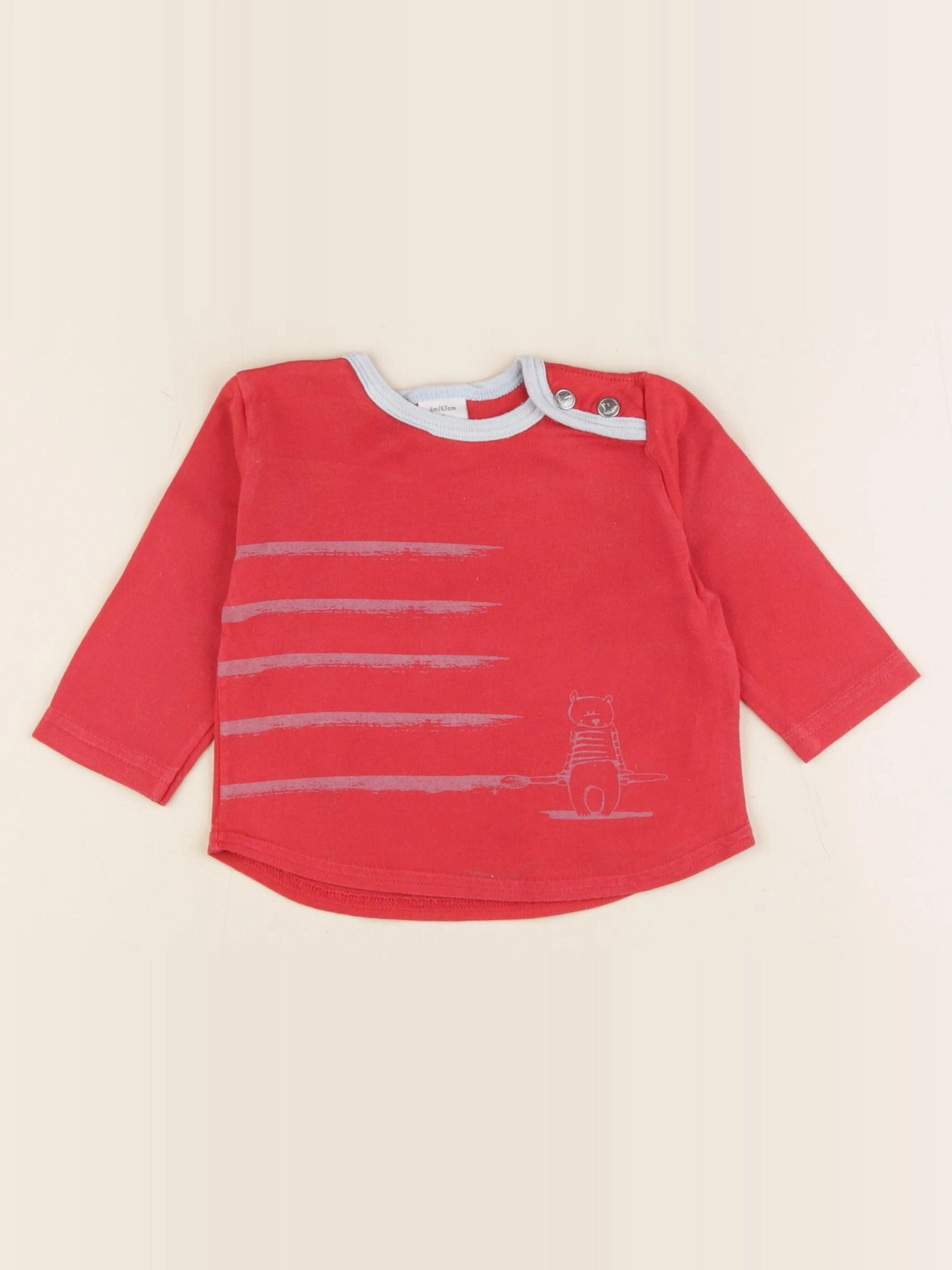 Petit Bateau - tee-shirt rouge - 6 mois