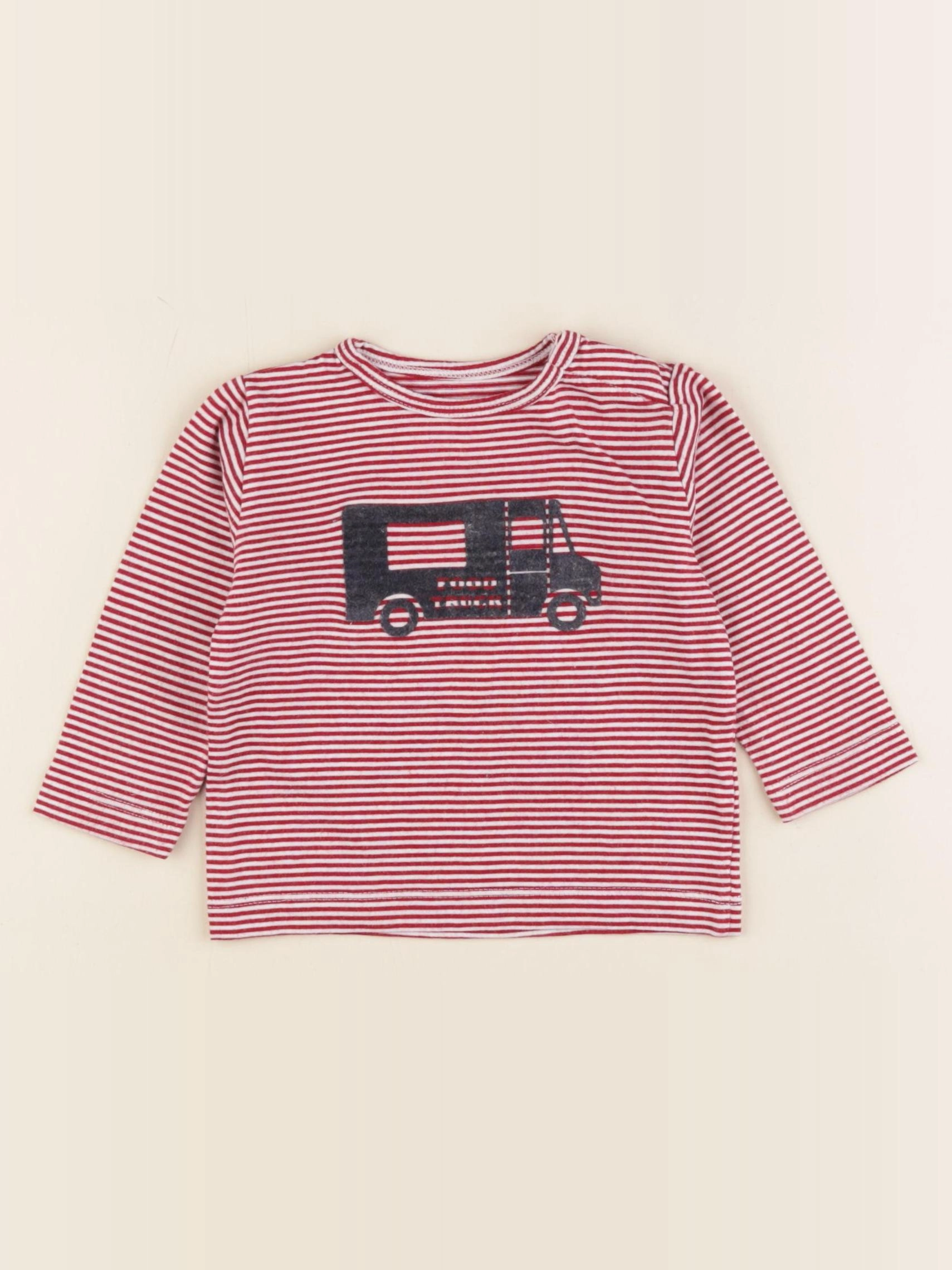 Boutchou - tee-shirt rouge, blanc - 6 mois