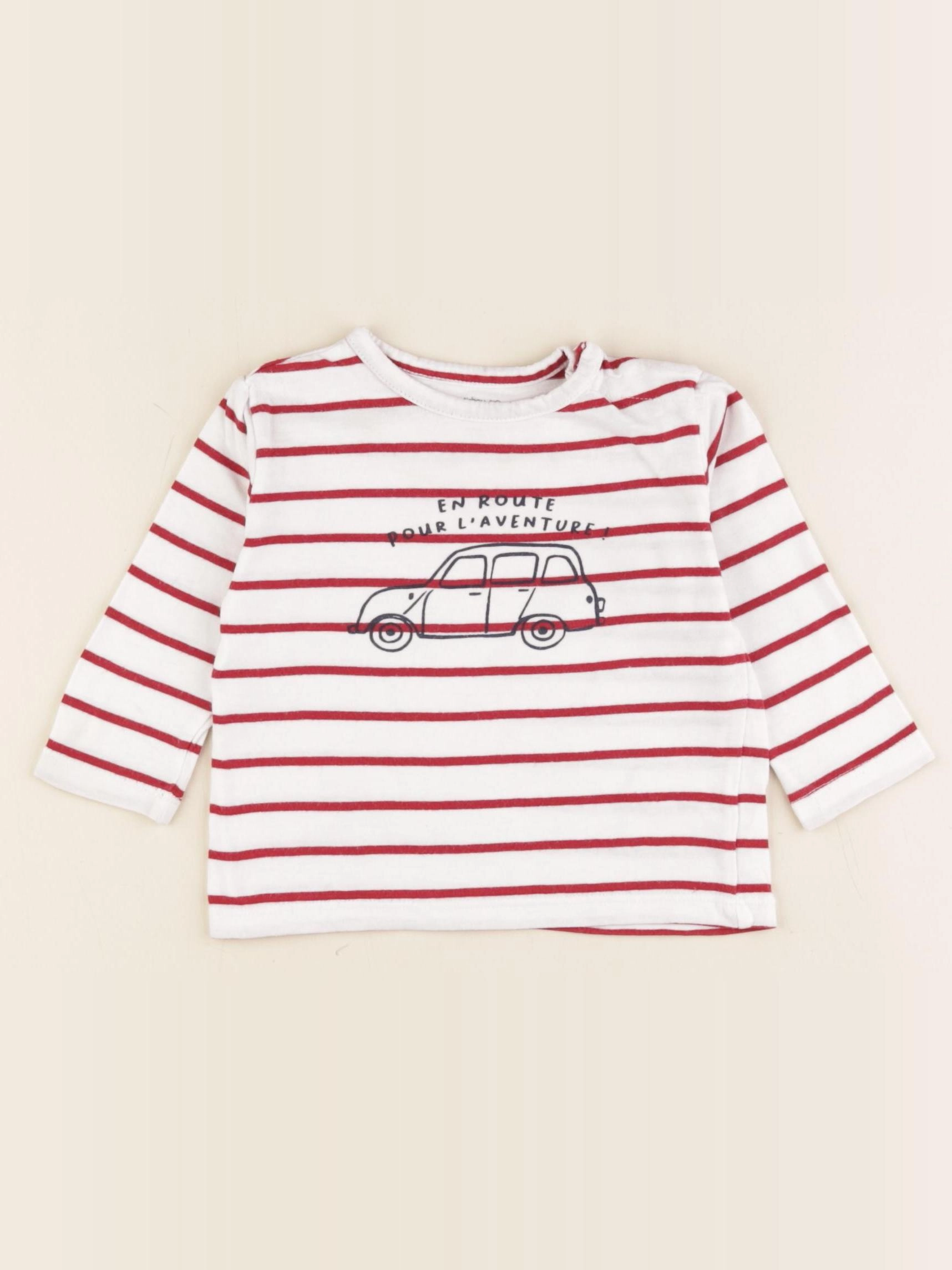 Boutchou - tee-shirt blanc, rouge - 6 mois