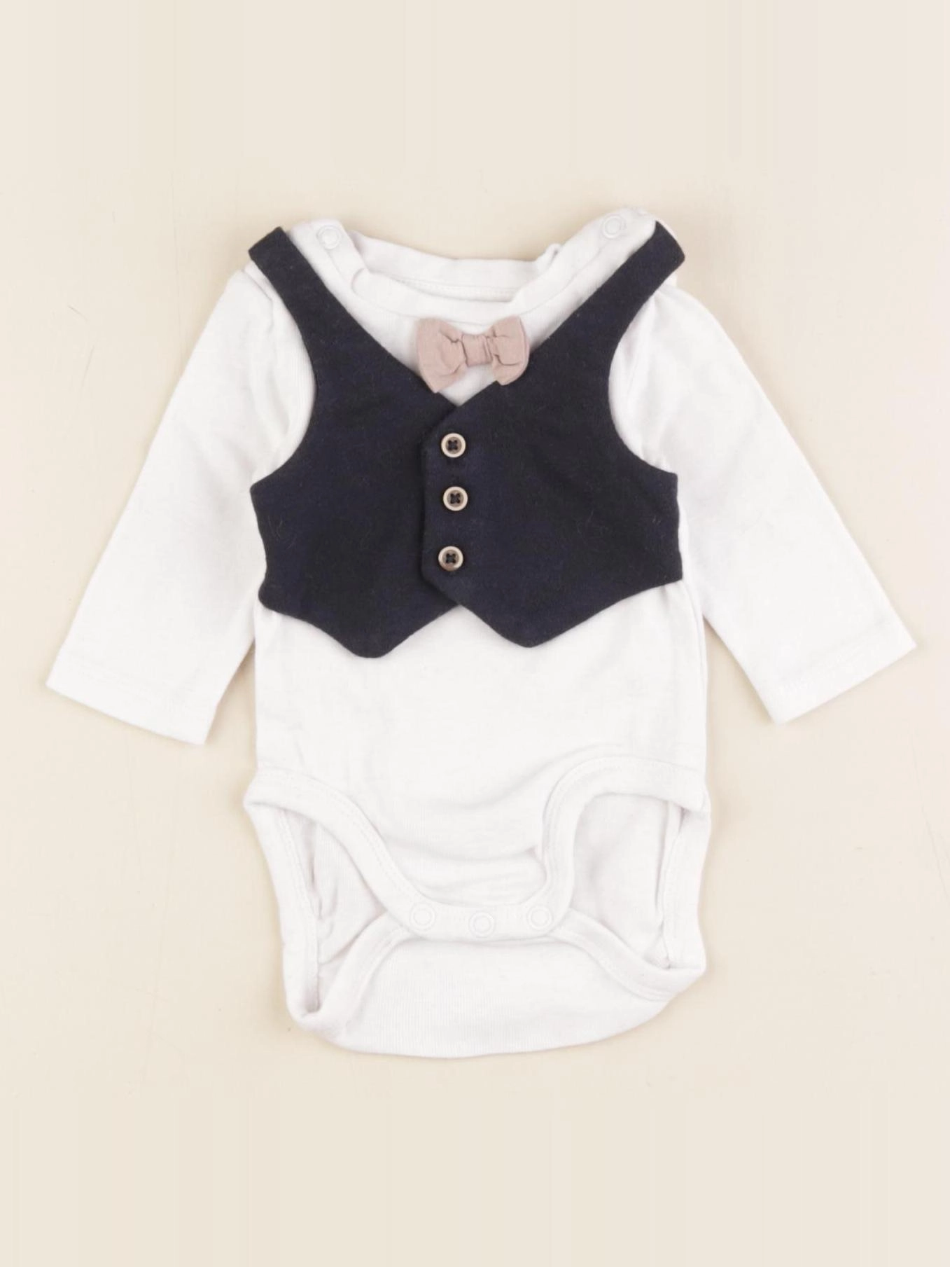 H&M - body tee-shirt blanc, bleu - 0/1 mois