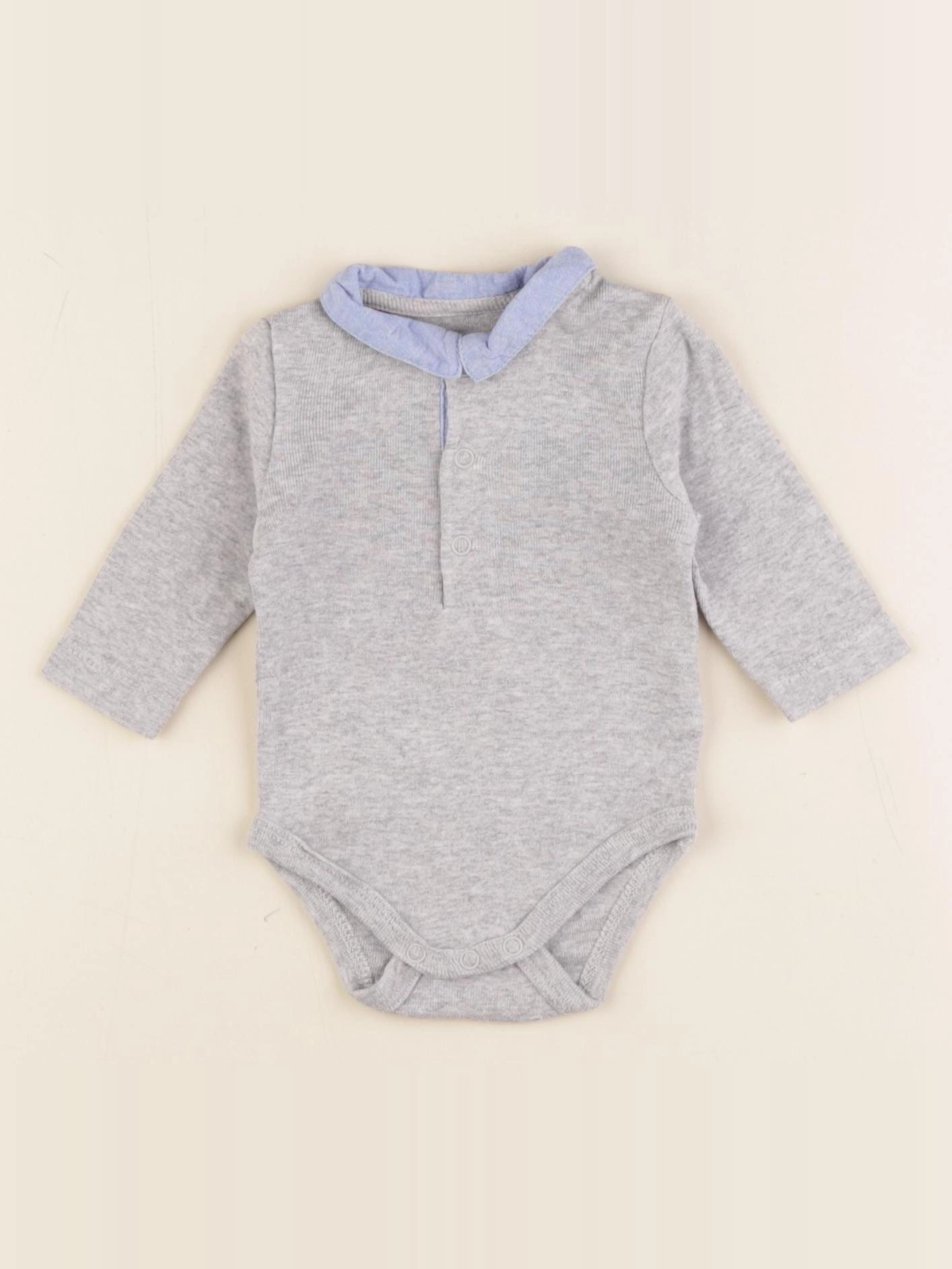 Vertbaudet - body à col gris, bleu - 1 mois