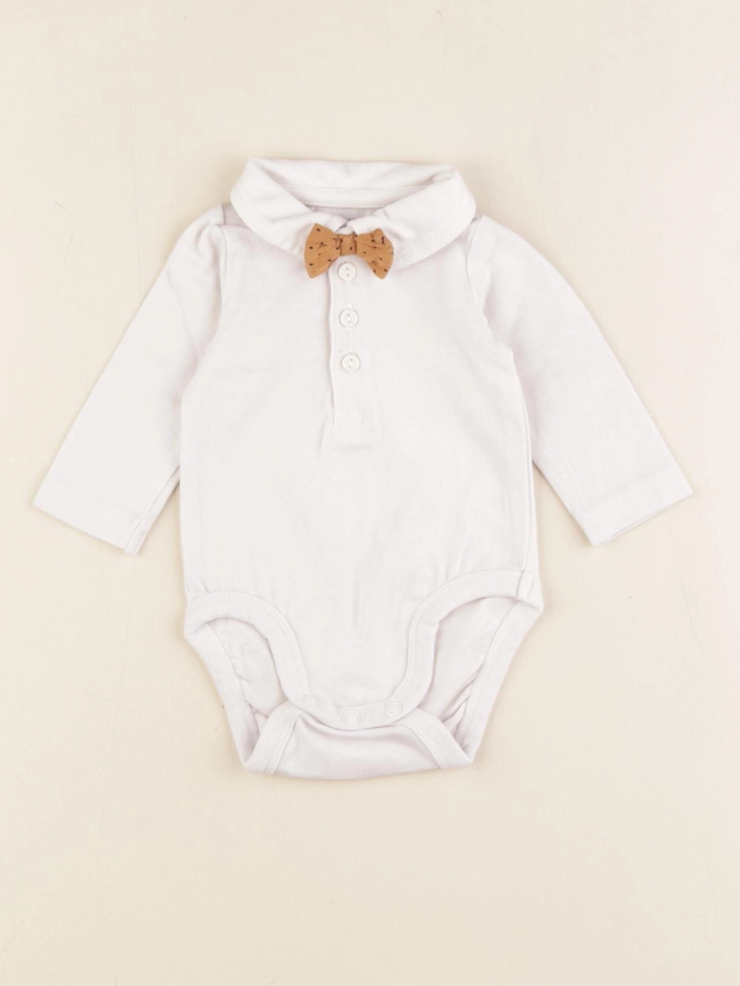 H&M - body à col beige - 0/1 mois