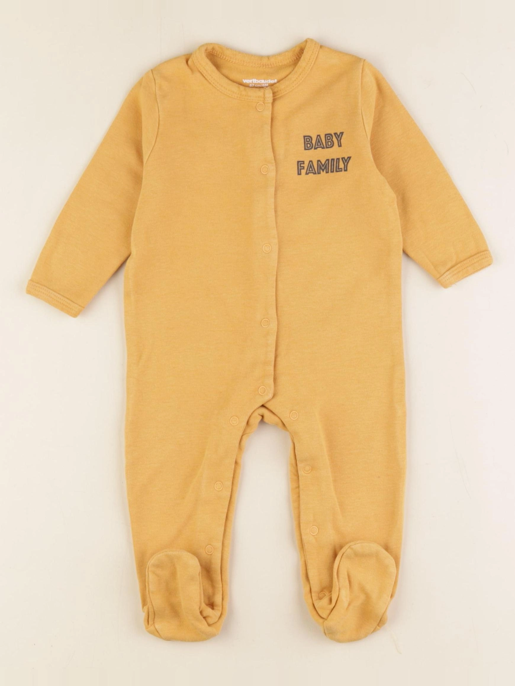 Vertbaudet - pyjama coton jaune - 6 mois