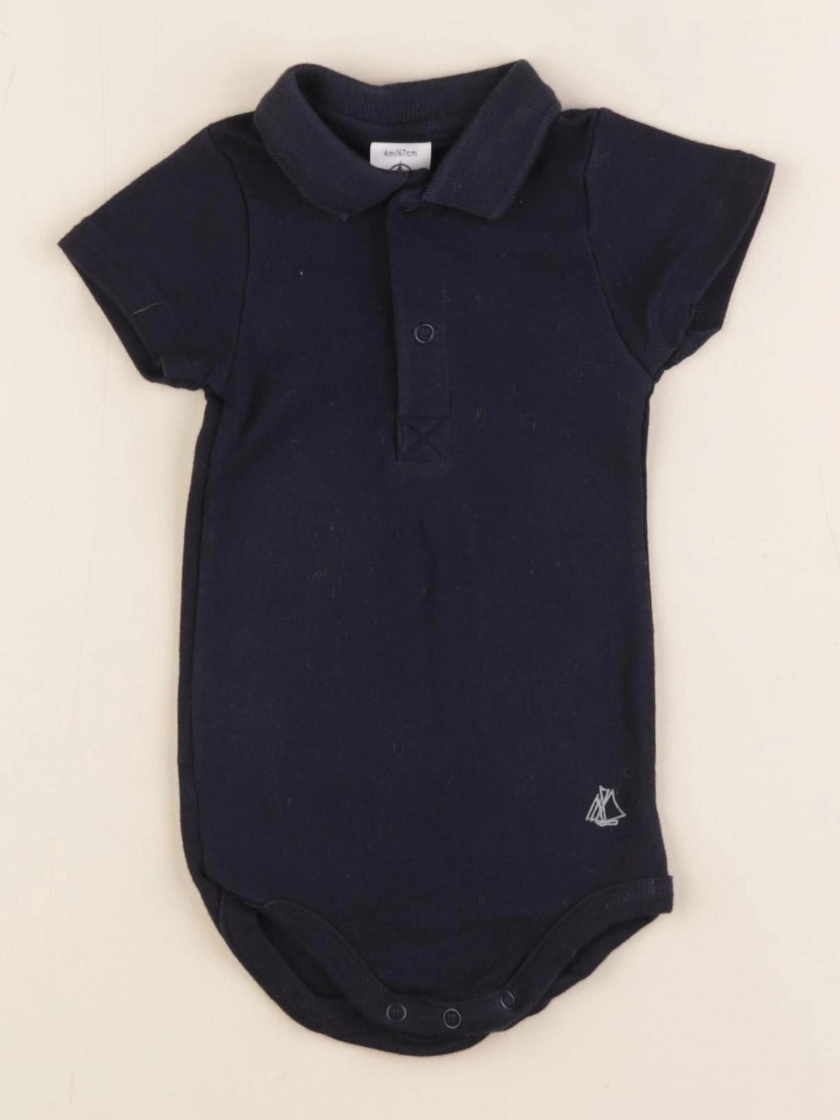 Petit Bateau - body à col bleu - 6 mois