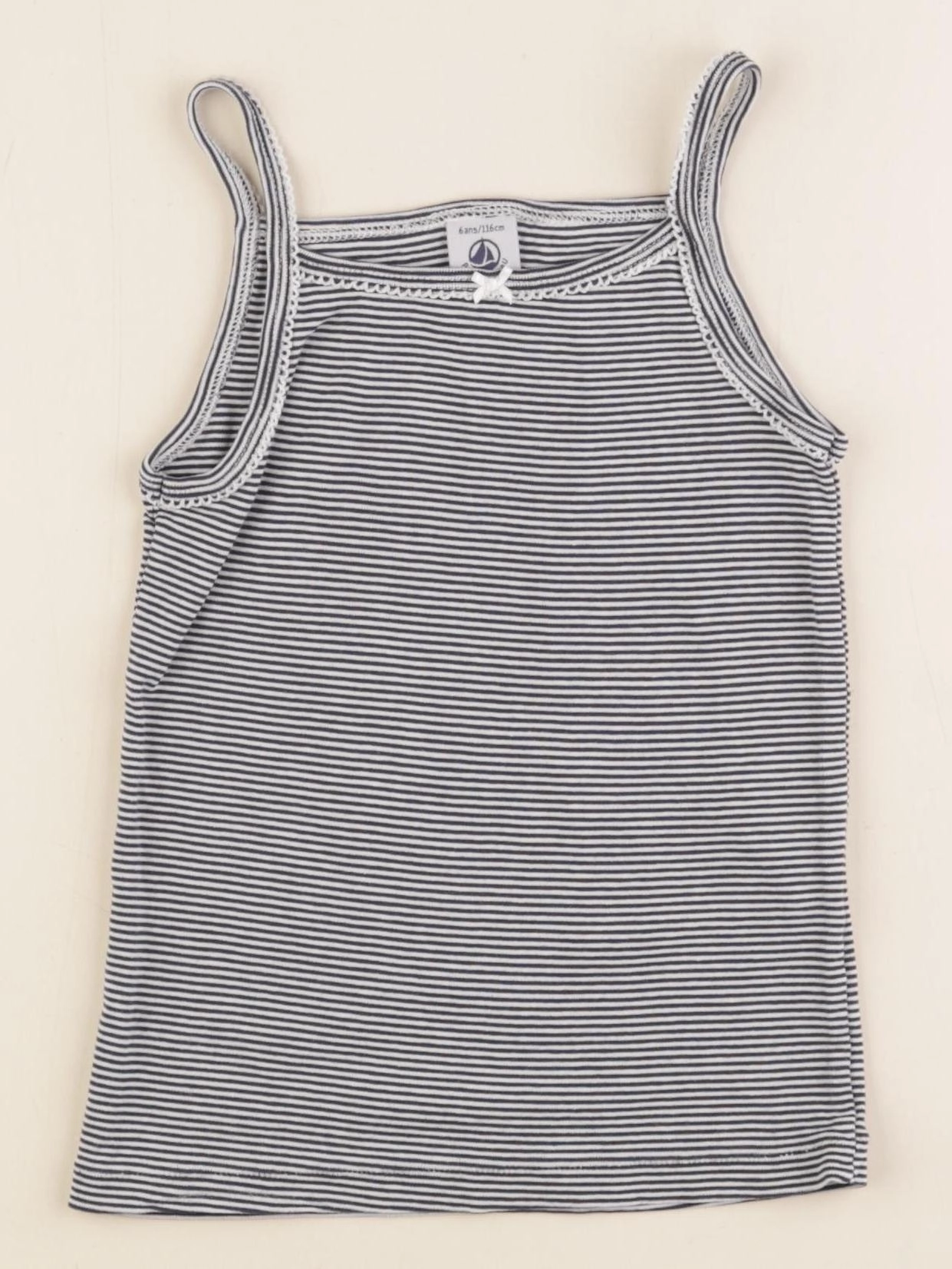 Petit Bateau - maillot de corps bleu, blanc - 6 ans