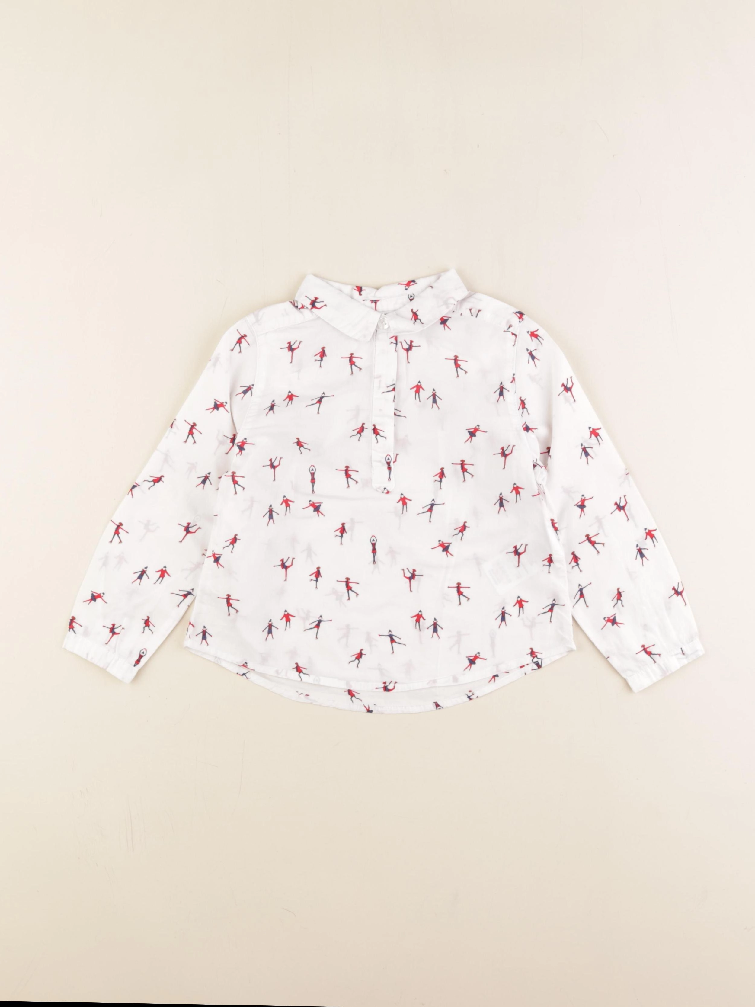 Jacadi - chemise blanc, rouge - 3 ans