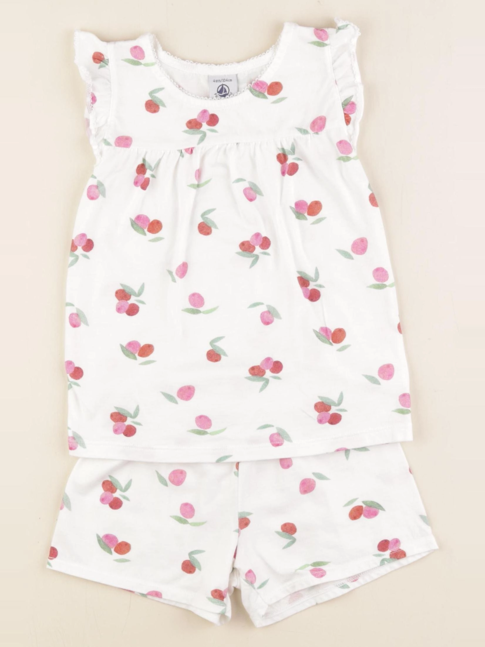 Petit Bateau - pyjama coton rose, blanc - 4 ans