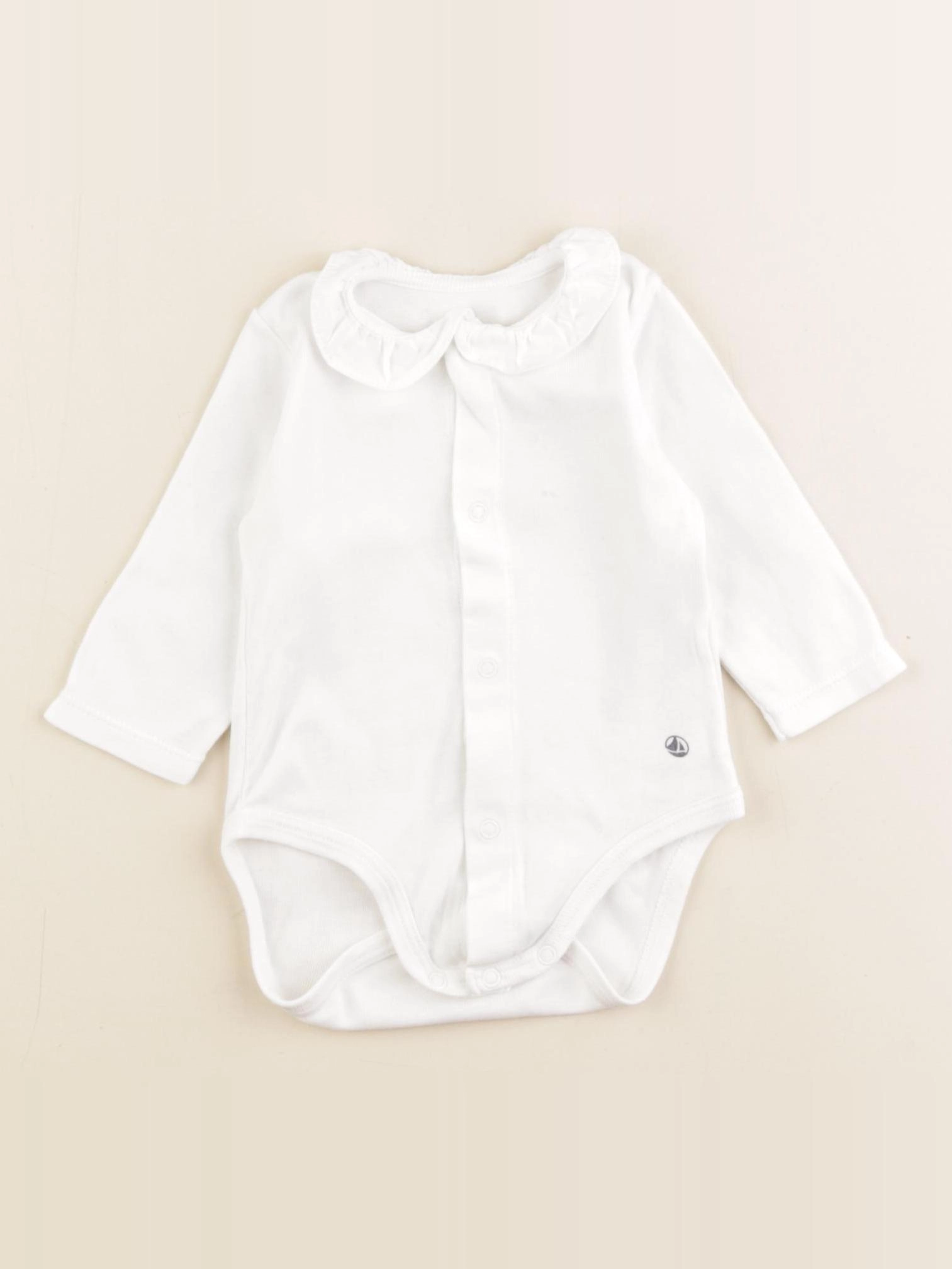 Petit Bateau - body à col blanc - 3 mois