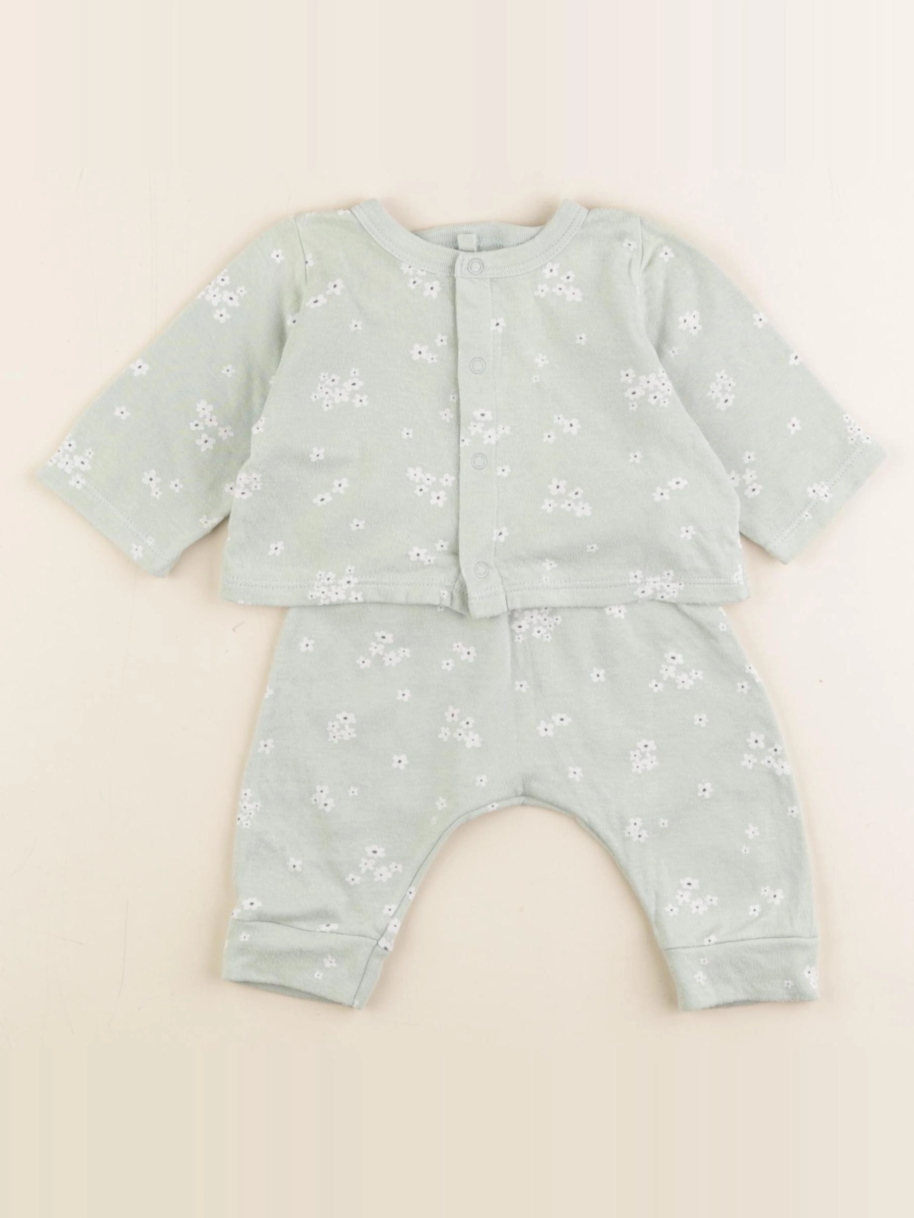 Petit Bateau - ensemble vert - 3 mois