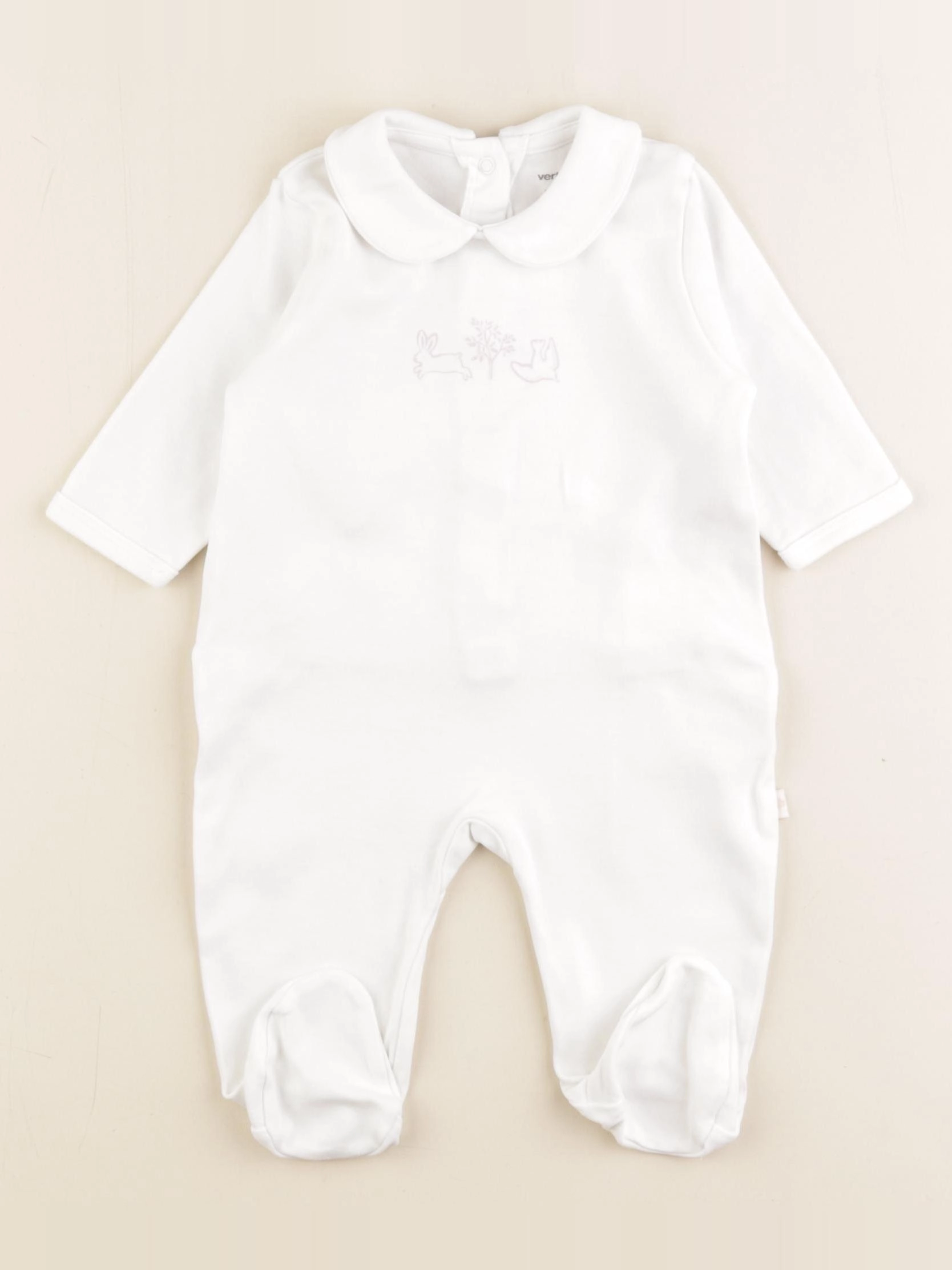 Vertbaudet - pyjama coton blanc - 3 mois